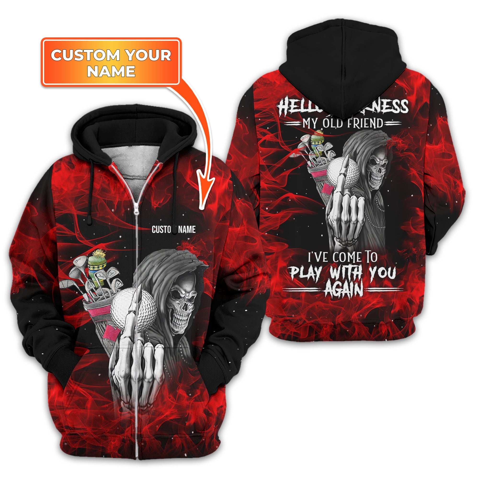 Hello Darkness My Old Friend Personalized Golf Polo Shirt, Golf Shirt For Men, Gift For Golfers