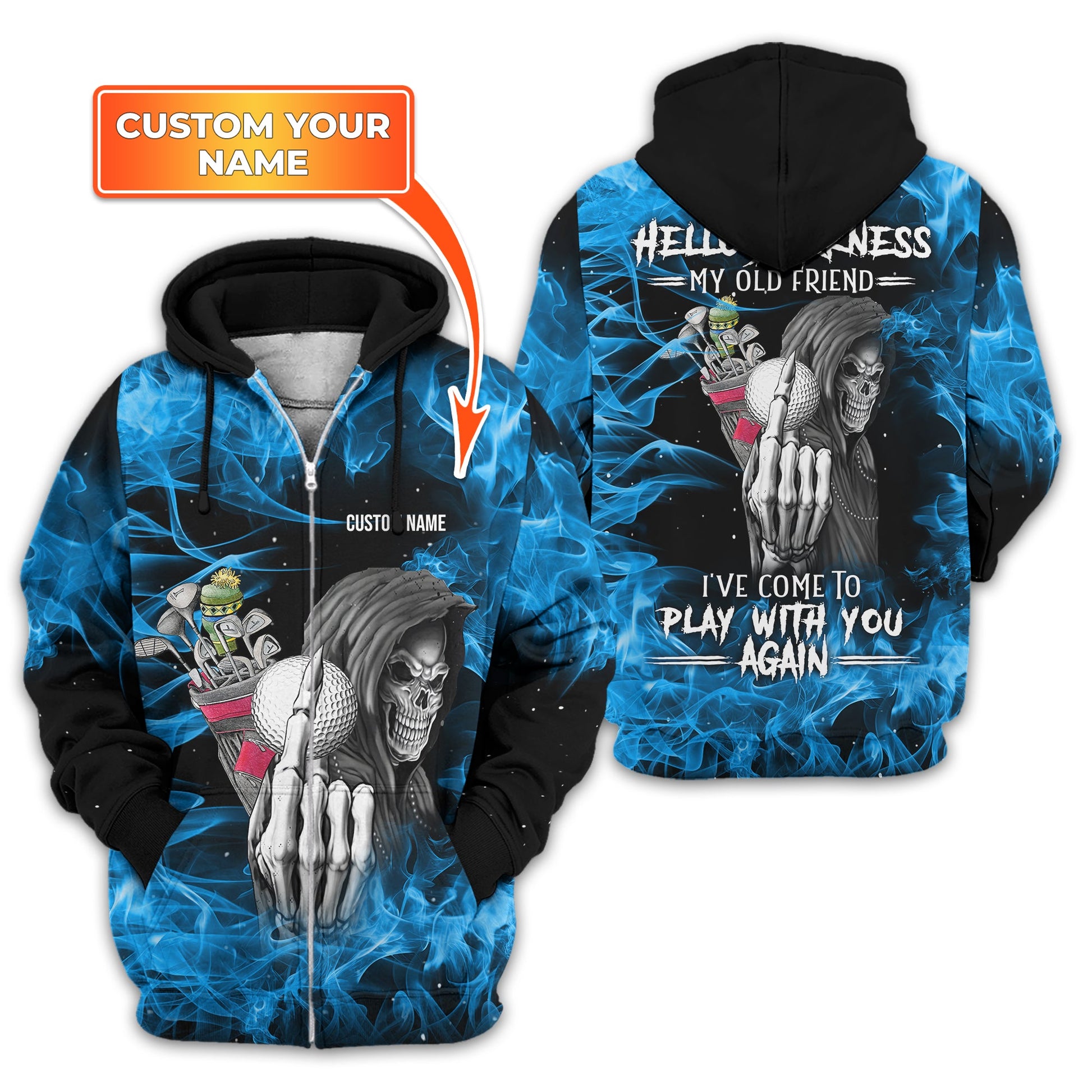 Hello Darkness My Old Friend Personalized Golf Polo Shirt, Golf Shirt For Men, Gift For Golfers