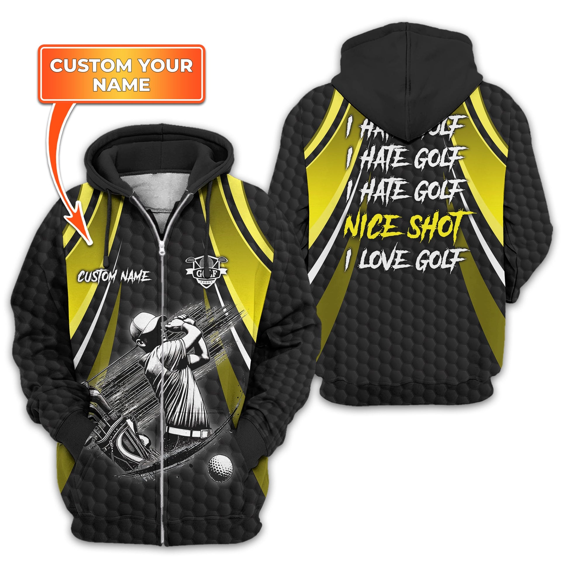 I Hate Golf Custom Men's Golf Polo Shirt, Funny Golf Shirt, Gift For Golfer