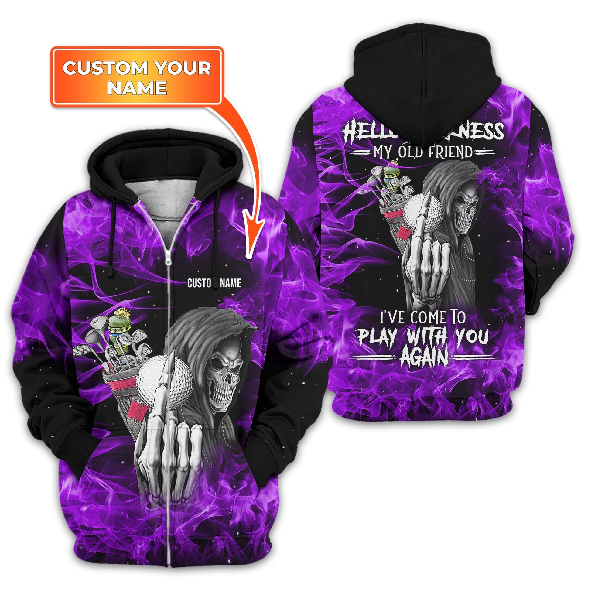 Hello Darkness My Old Friend Personalized Golf Polo Shirt, Golf Shirt For Men, Gift For Golfers