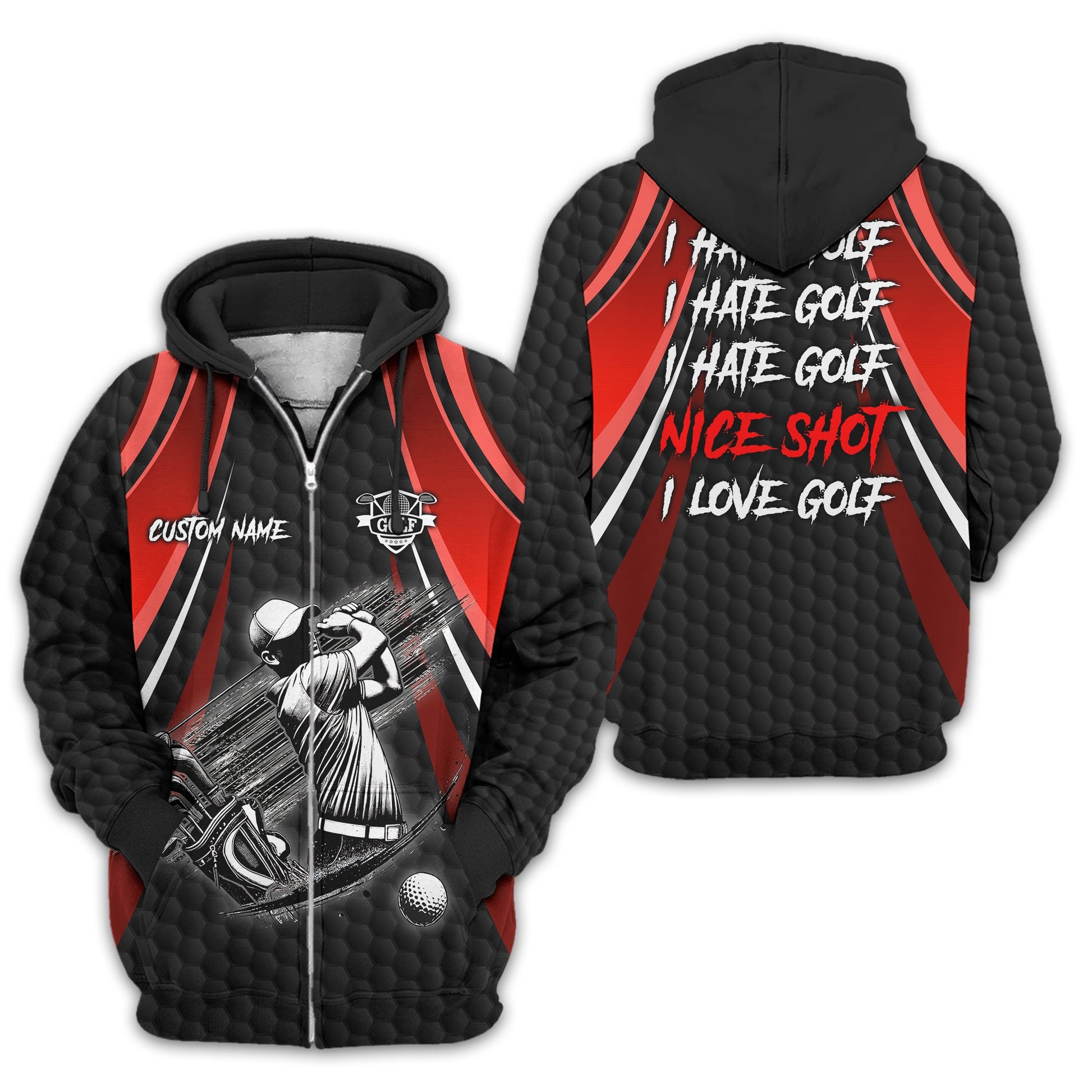 I Hate Golf Custom Men's Golf Polo Shirt, Funny Golf Shirt, Gift For Golfer