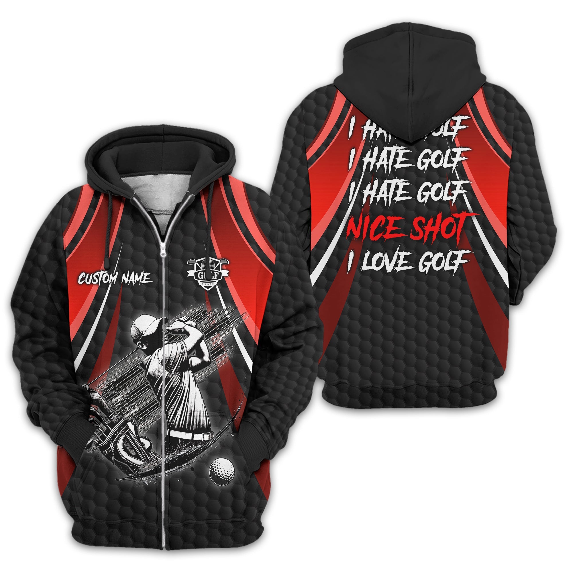 I Hate Golf Custom Men's Golf Polo Shirt, Funny Golf Shirt, Gift For Golfer