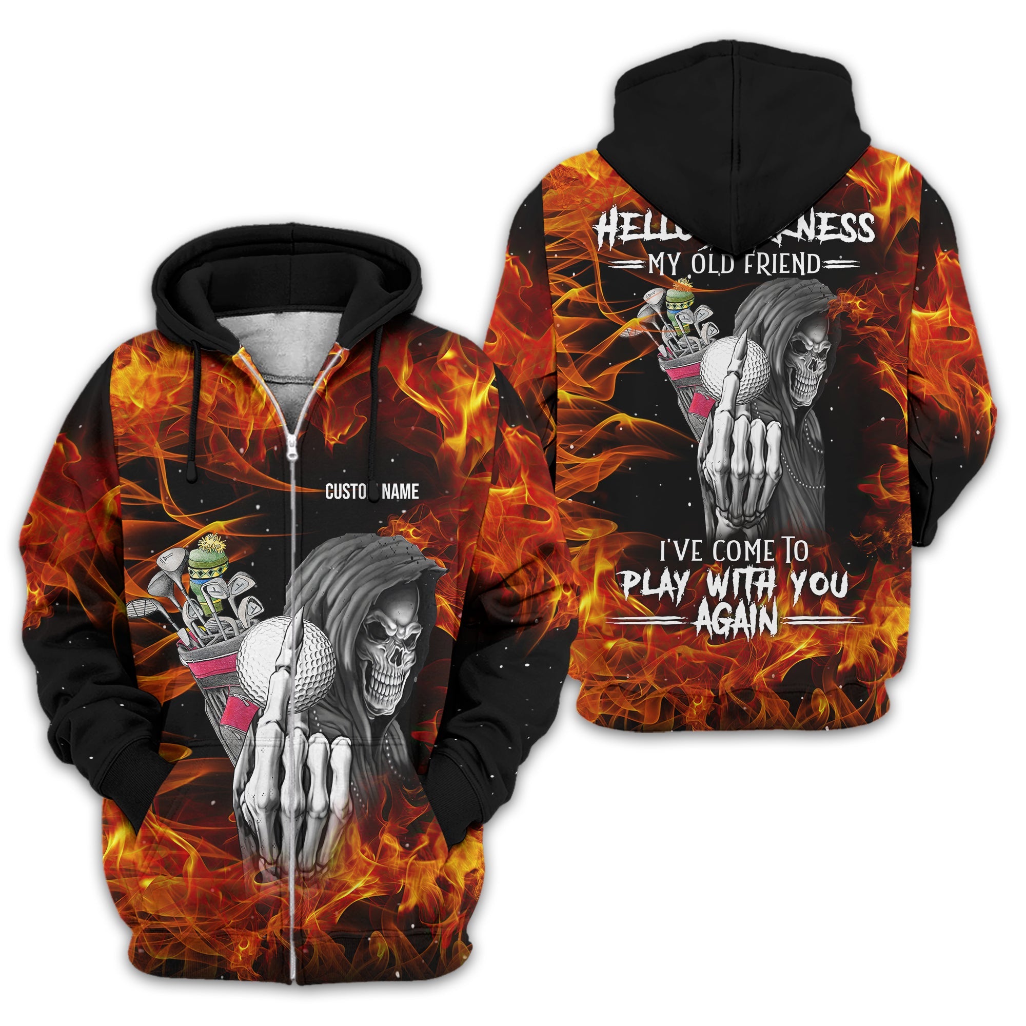 Hello Darkness My Old Friend Personalized Golf Polo Shirt, Golf Shirt For Men, Gift For Golfers