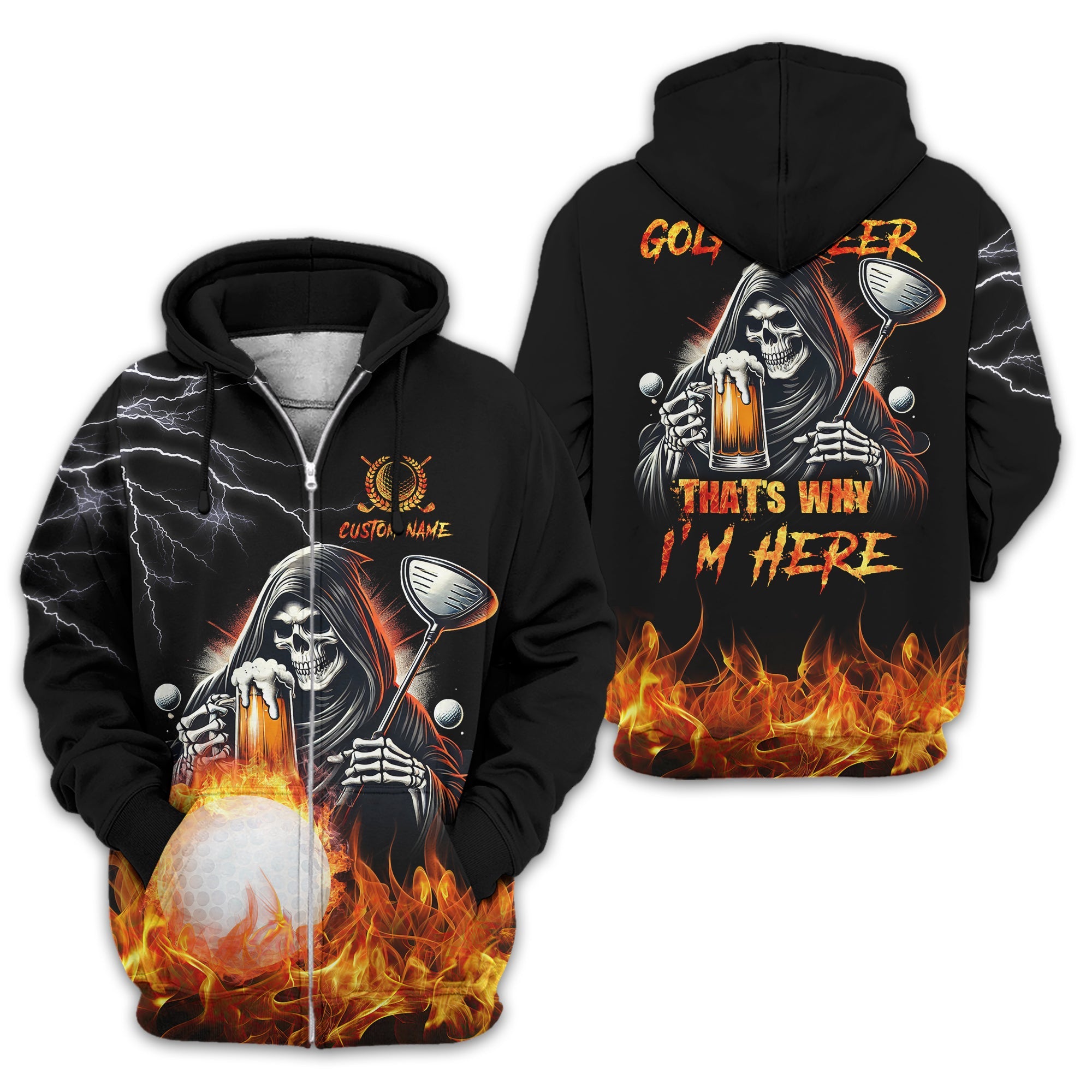 Golf & Beer Thats Why Im Here Custom Golf Shirt, Personalized Golf Shirt, Unique Gift For Golfer