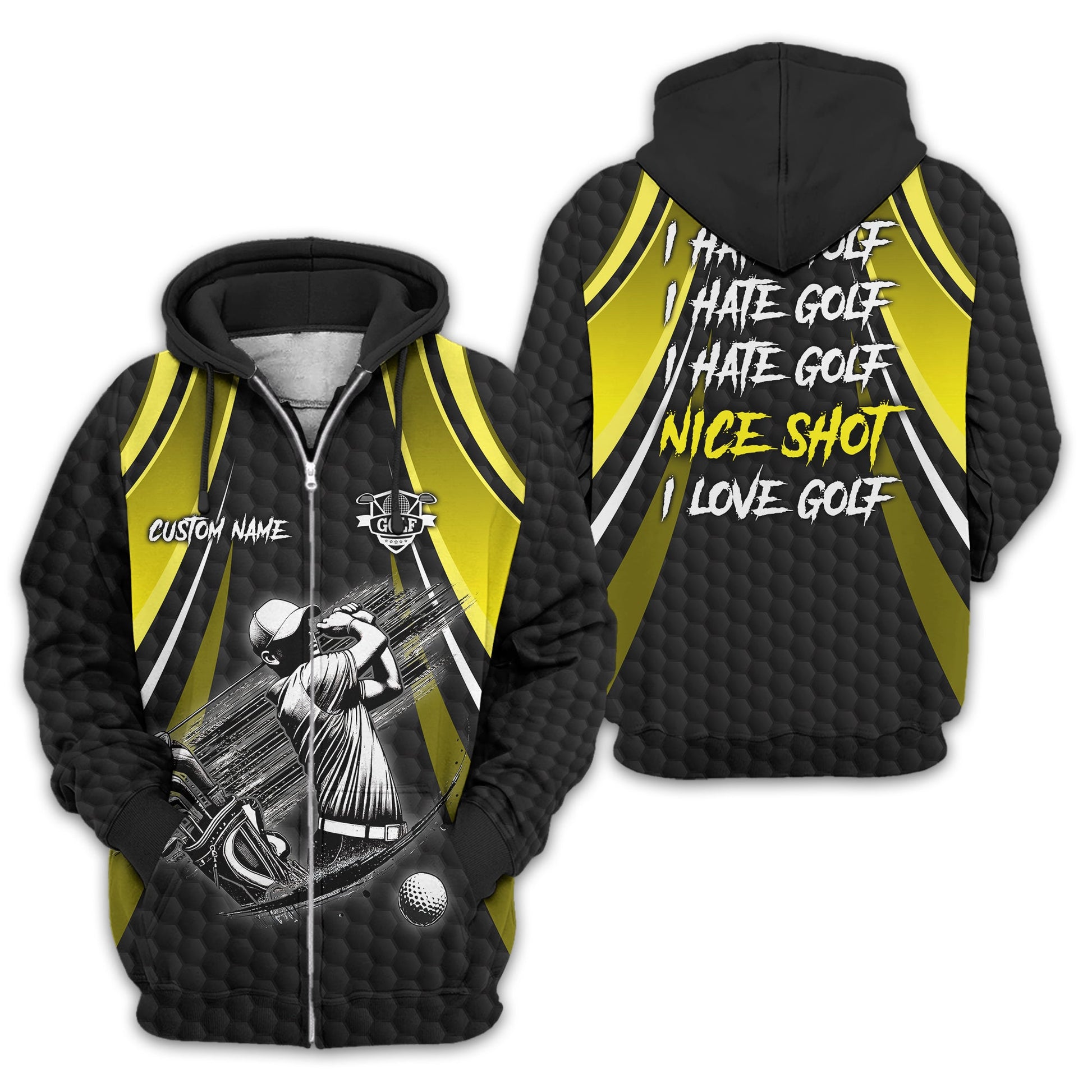 I Hate Golf Custom Men's Golf Polo Shirt, Funny Golf Shirt, Gift For Golfer