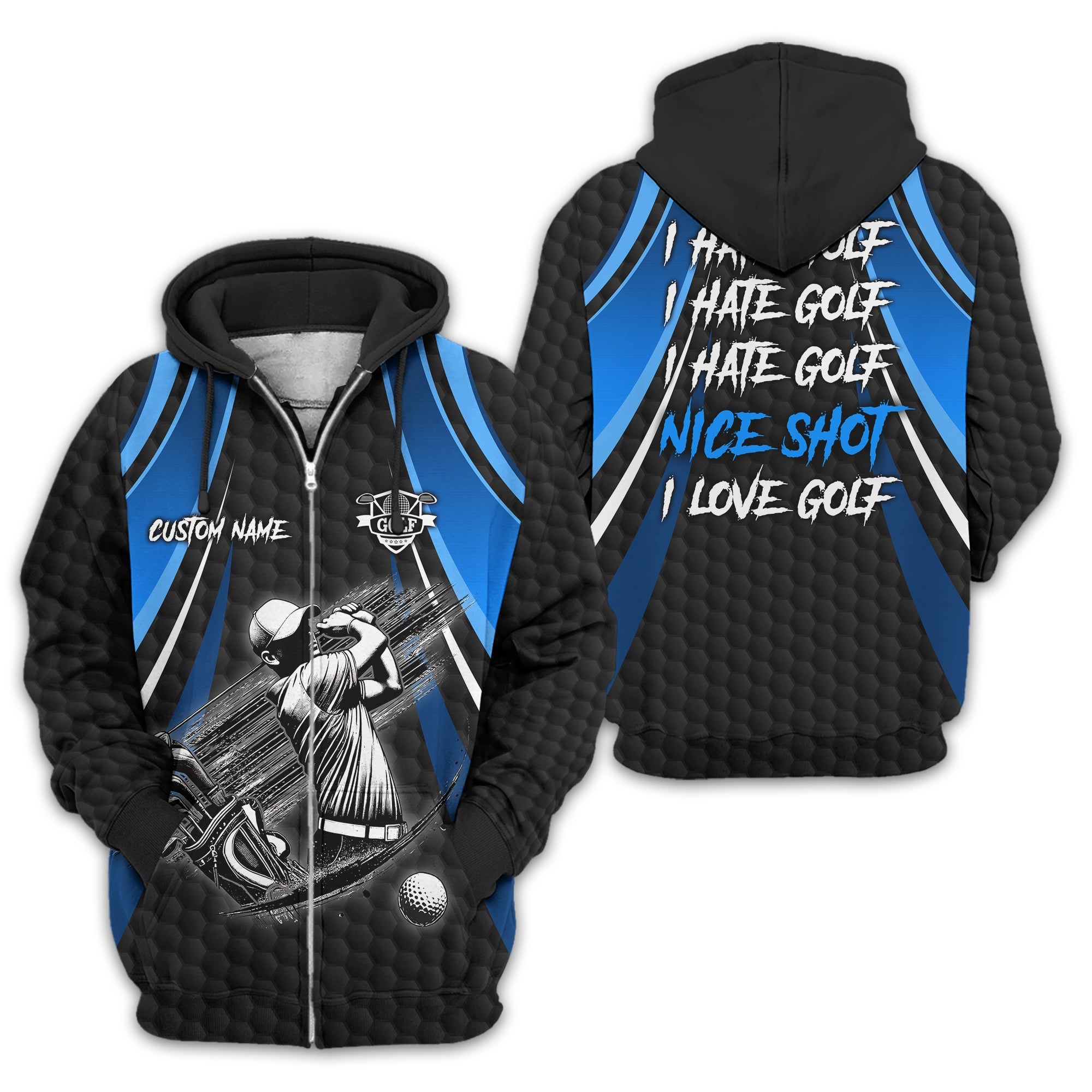 I Hate Golf Custom Men's Golf Polo Shirt, Funny Golf Shirt, Gift For Golfer