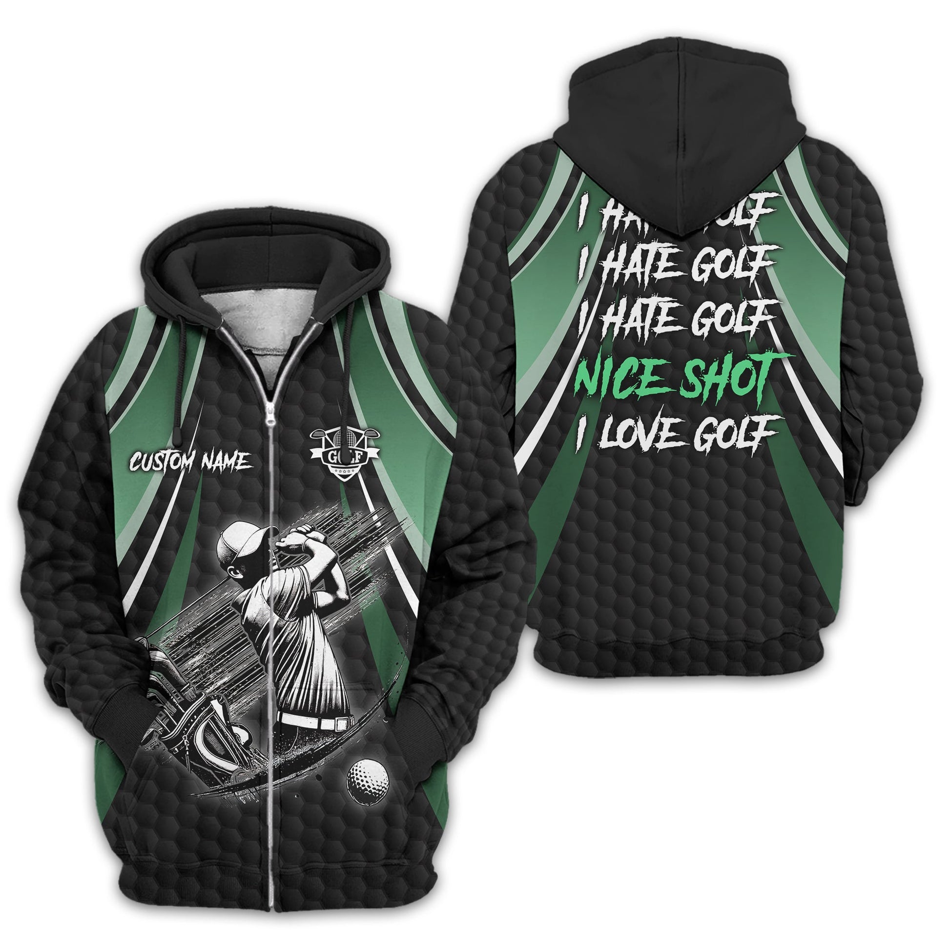 I Hate Golf Custom Men's Golf Polo Shirt, Funny Golf Shirt, Gift For Golfer