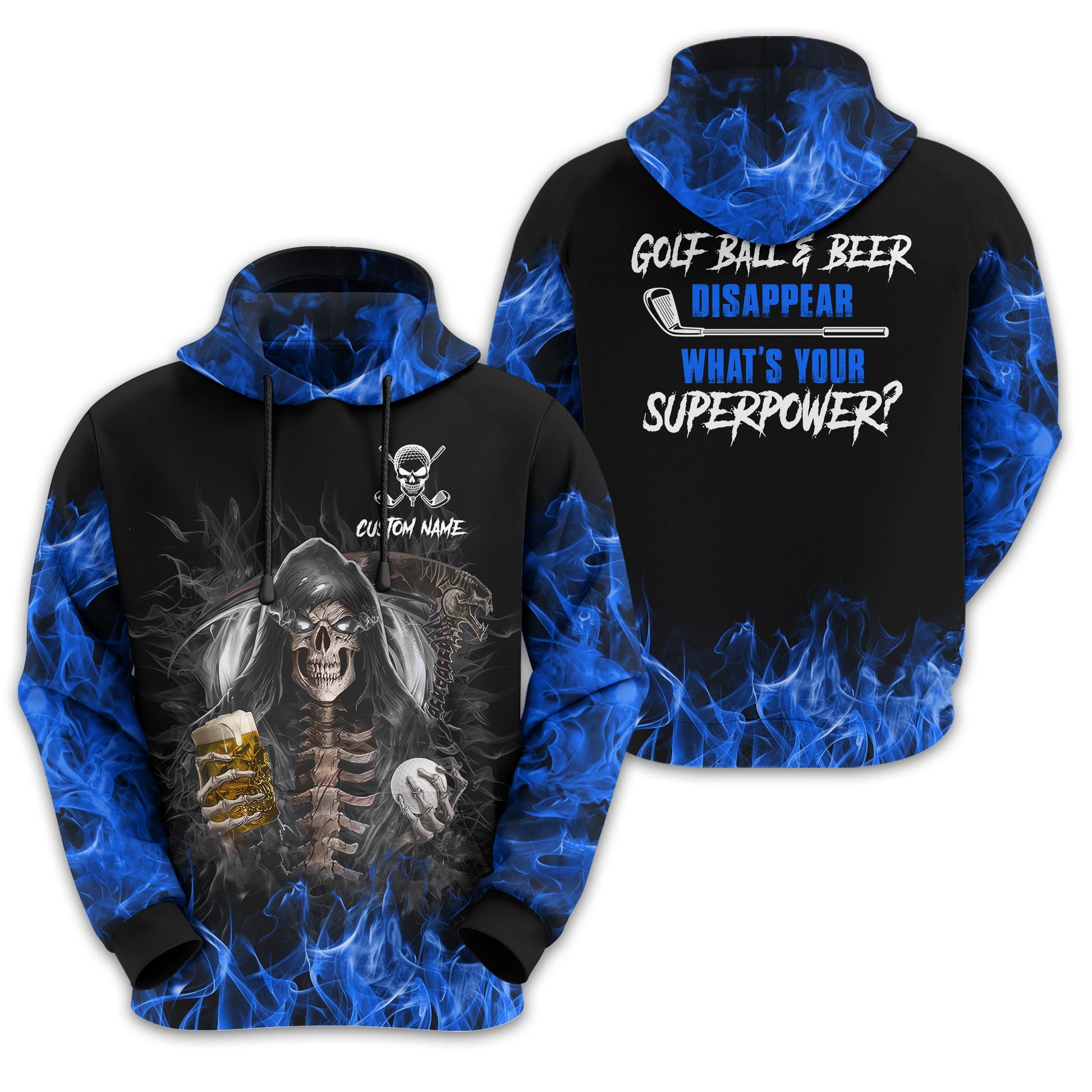 I Make Golf Ball And Beer Disappear Custom Golf Polo Shirt, Skull Golf Shirt, Gift For Golfers