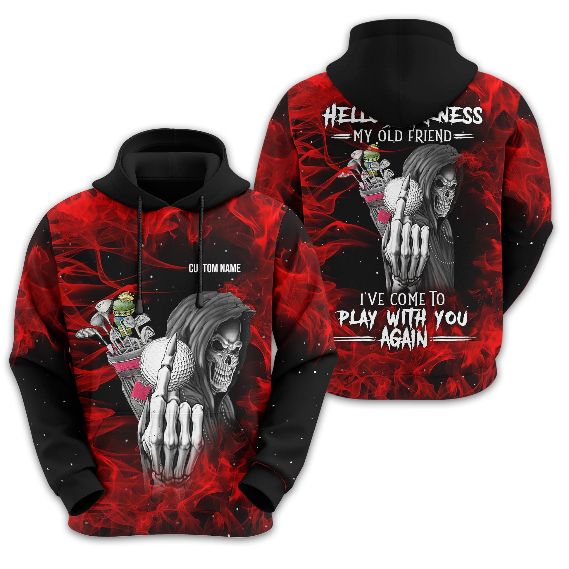 Hello Darkness My Old Friend Personalized Golf Polo Shirt, Golf Shirt For Men, Gift For Golfers