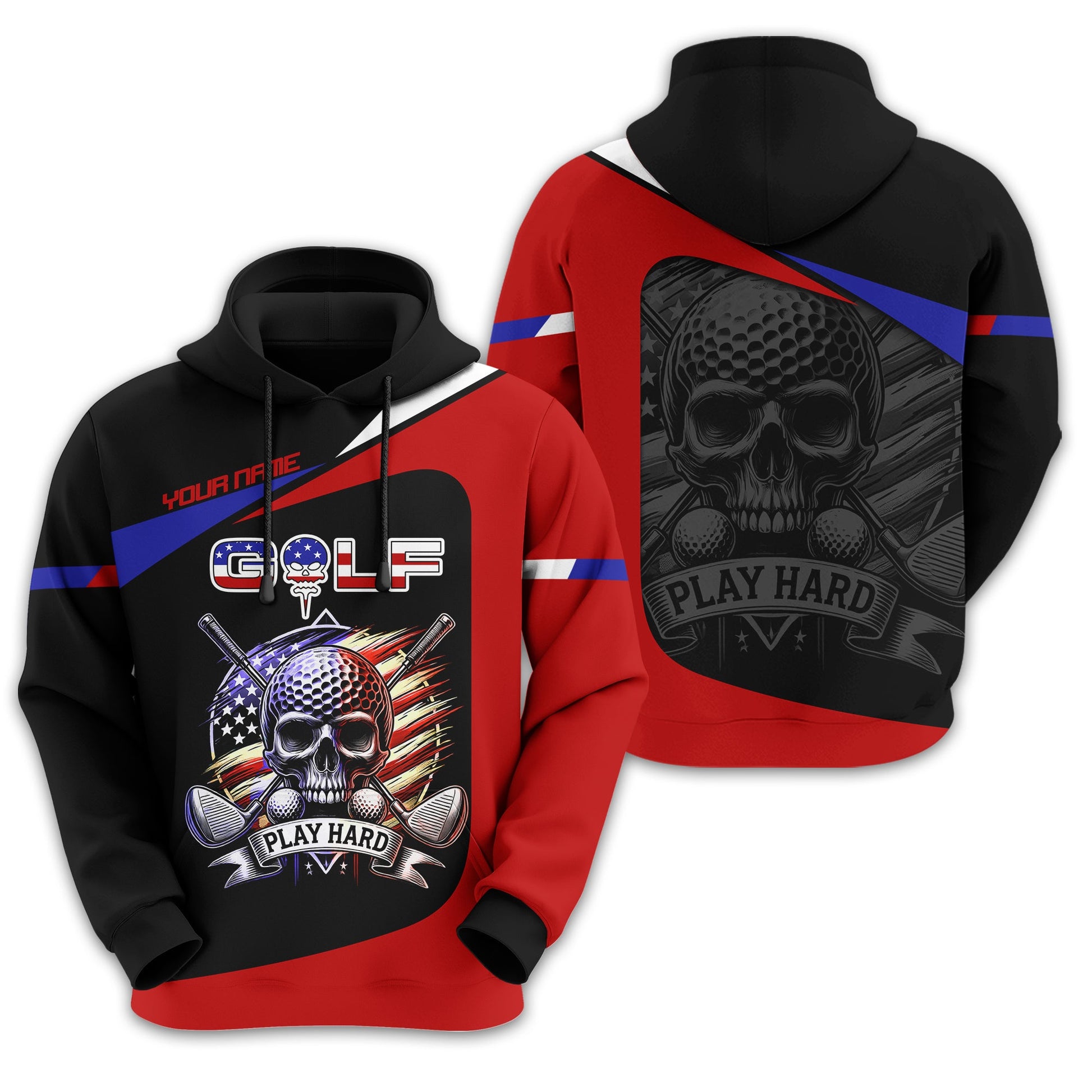 Skull And Flag Golf Shirt For Men, Personalized Golf Shirt, Patriotic Golf Shirt, Gift For Golfers