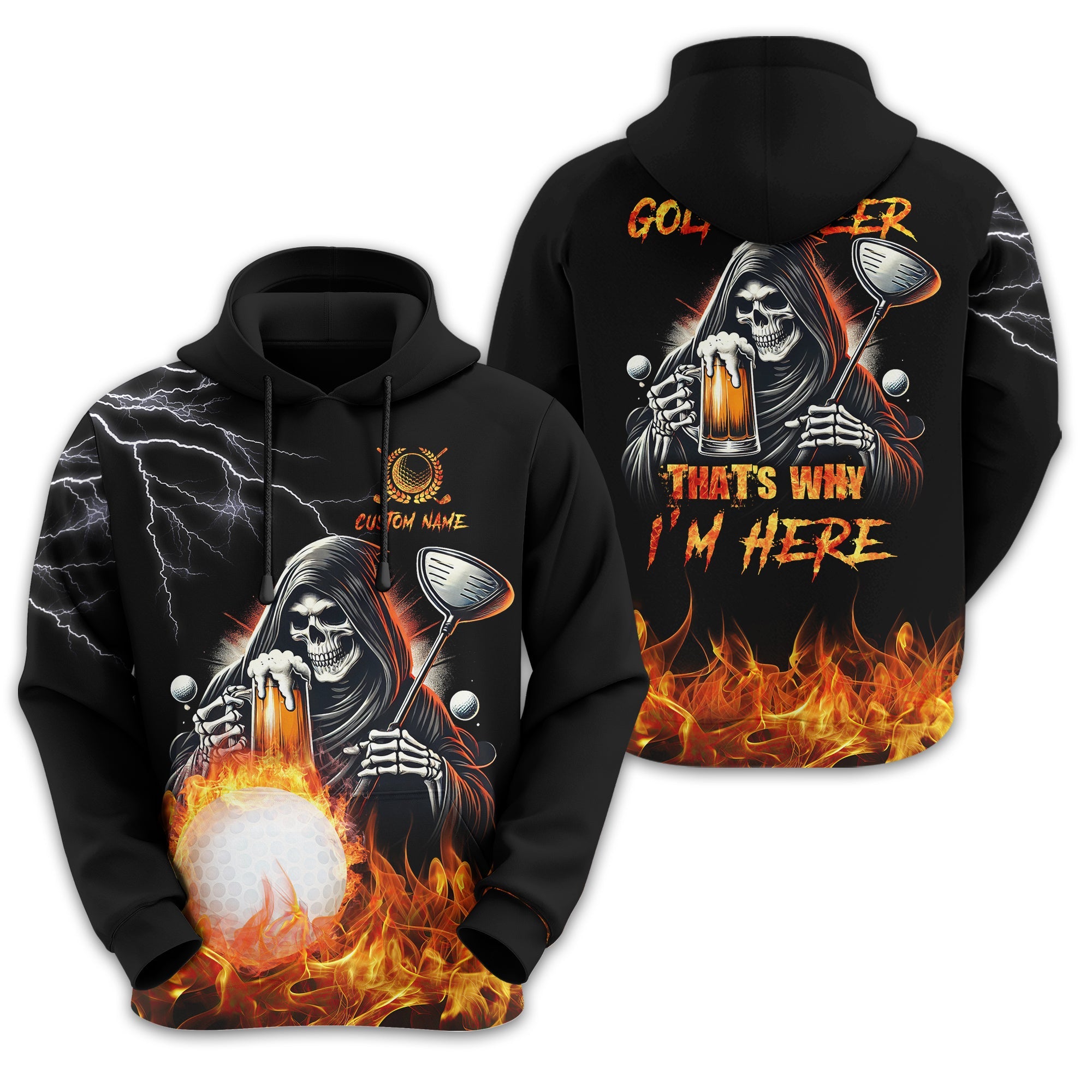 Golf & Beer Thats Why Im Here Custom Golf Shirt, Personalized Golf Shirt, Unique Gift For Golfer