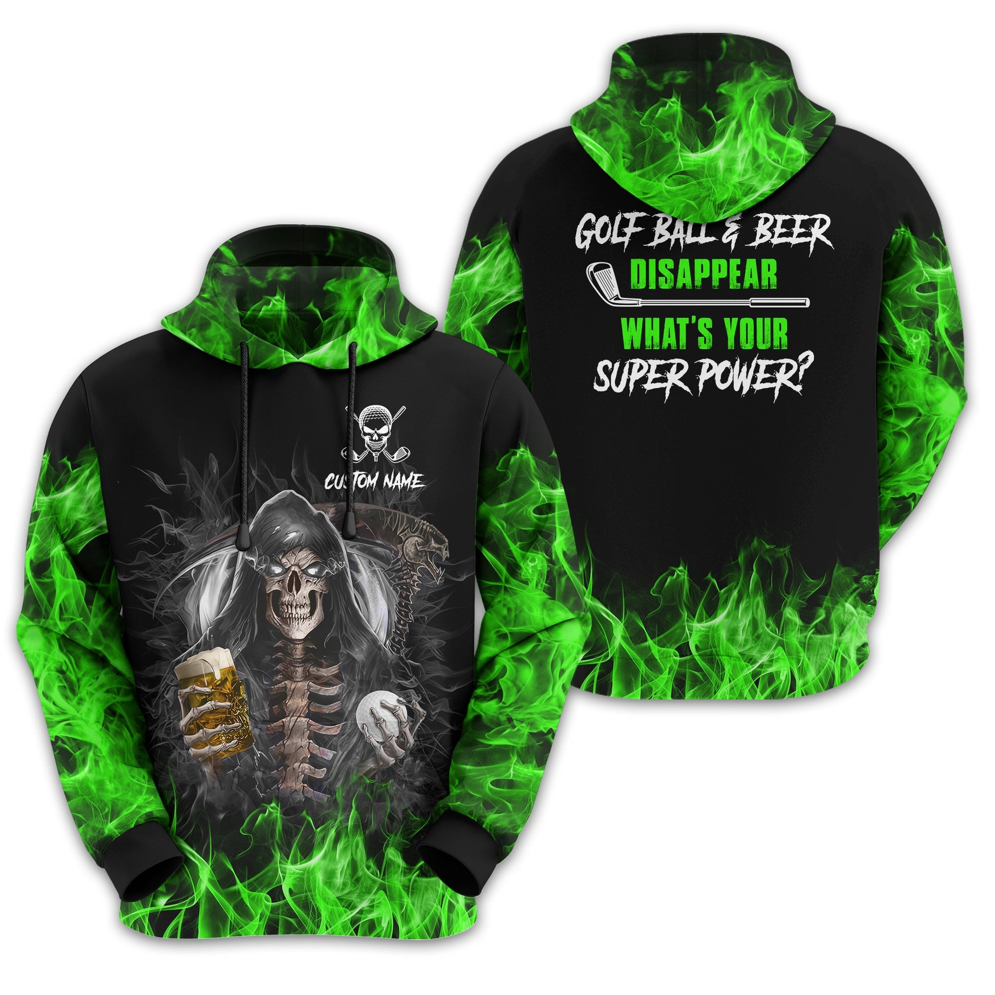 I Make Golf Ball And Beer Disappear Custom Golf Polo Shirt, Skull Golf Shirt, Gift For Golfers