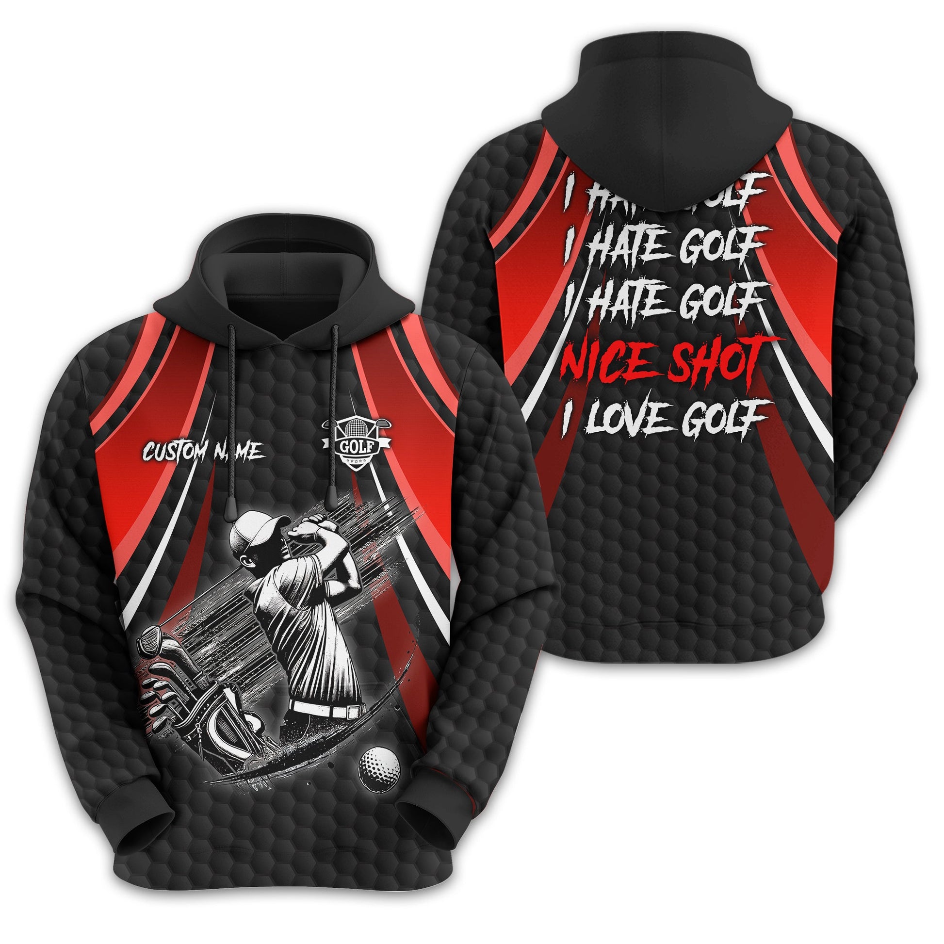 I Hate Golf Custom Men's Golf Polo Shirt, Funny Golf Shirt, Gift For Golfer