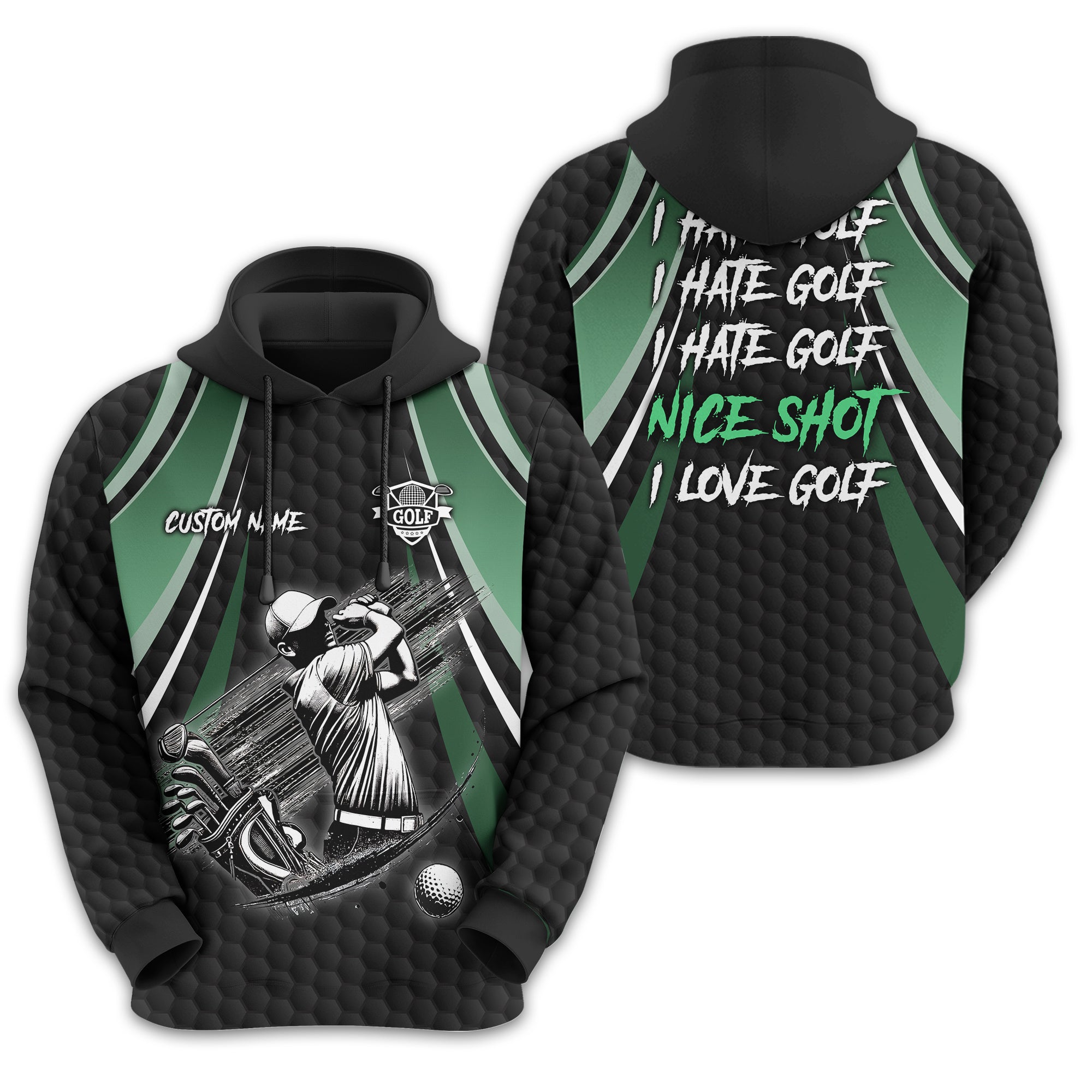 I Hate Golf Custom Men's Golf Polo Shirt, Funny Golf Shirt, Gift For Golfer