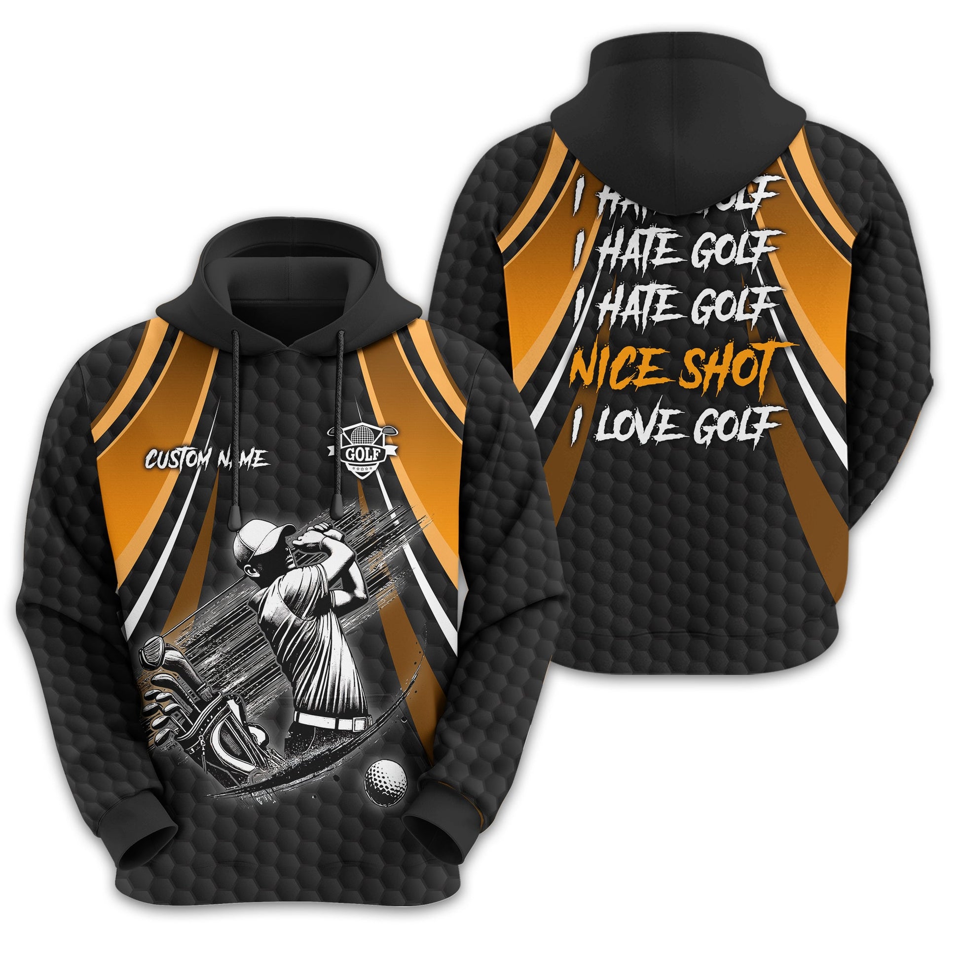 I Hate Golf Custom Men's Golf Polo Shirt, Funny Golf Shirt, Gift For Golfer