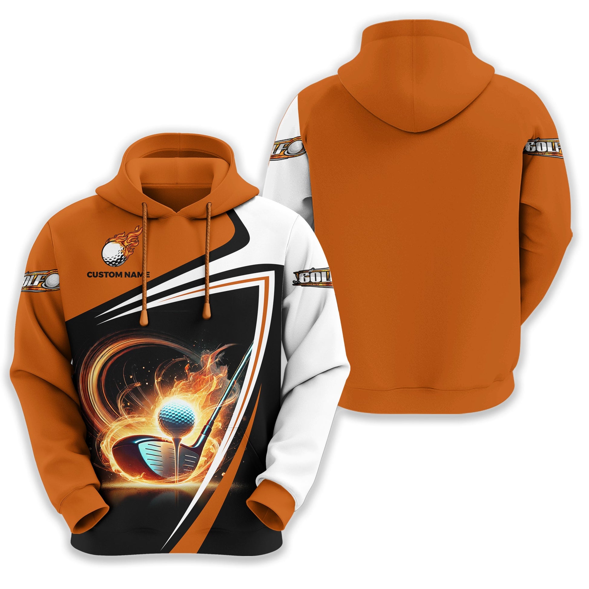 Golf Ball Fire Custom Name Men's Golf Polo Shirt, Golfing Apparel, Gift For Golfer