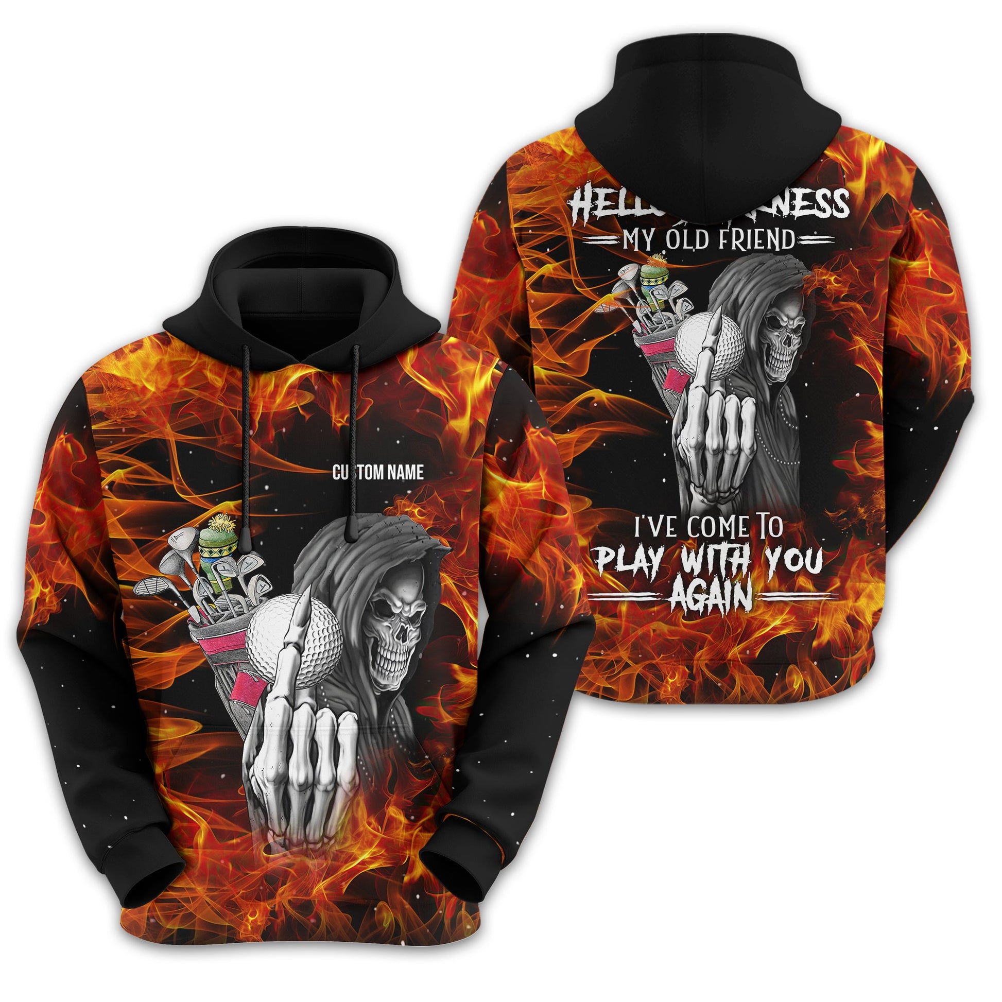 Hello Darkness My Old Friend Personalized Golf Polo Shirt, Golf Shirt For Men, Gift For Golfers