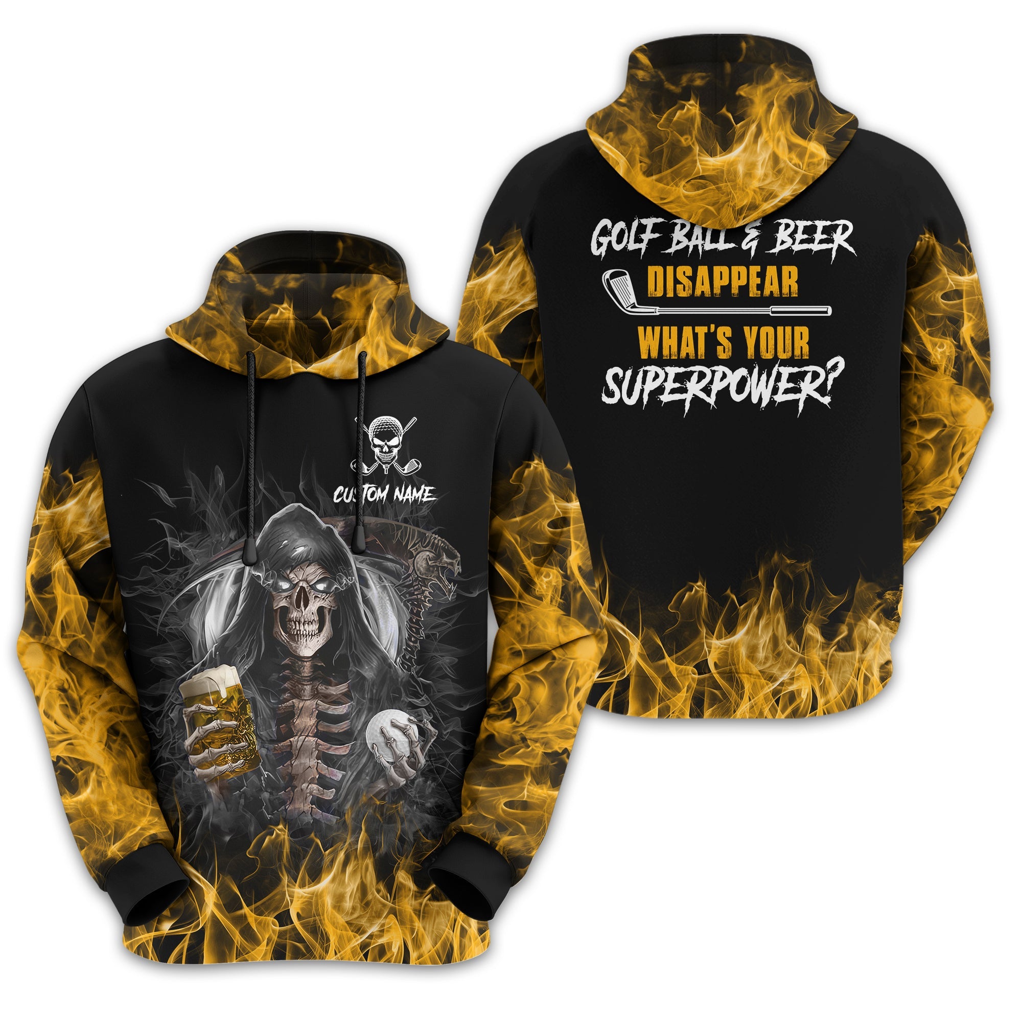 I Make Golf Ball And Beer Disappear Custom Golf Polo Shirt, Skull Golf Shirt, Gift For Golfers