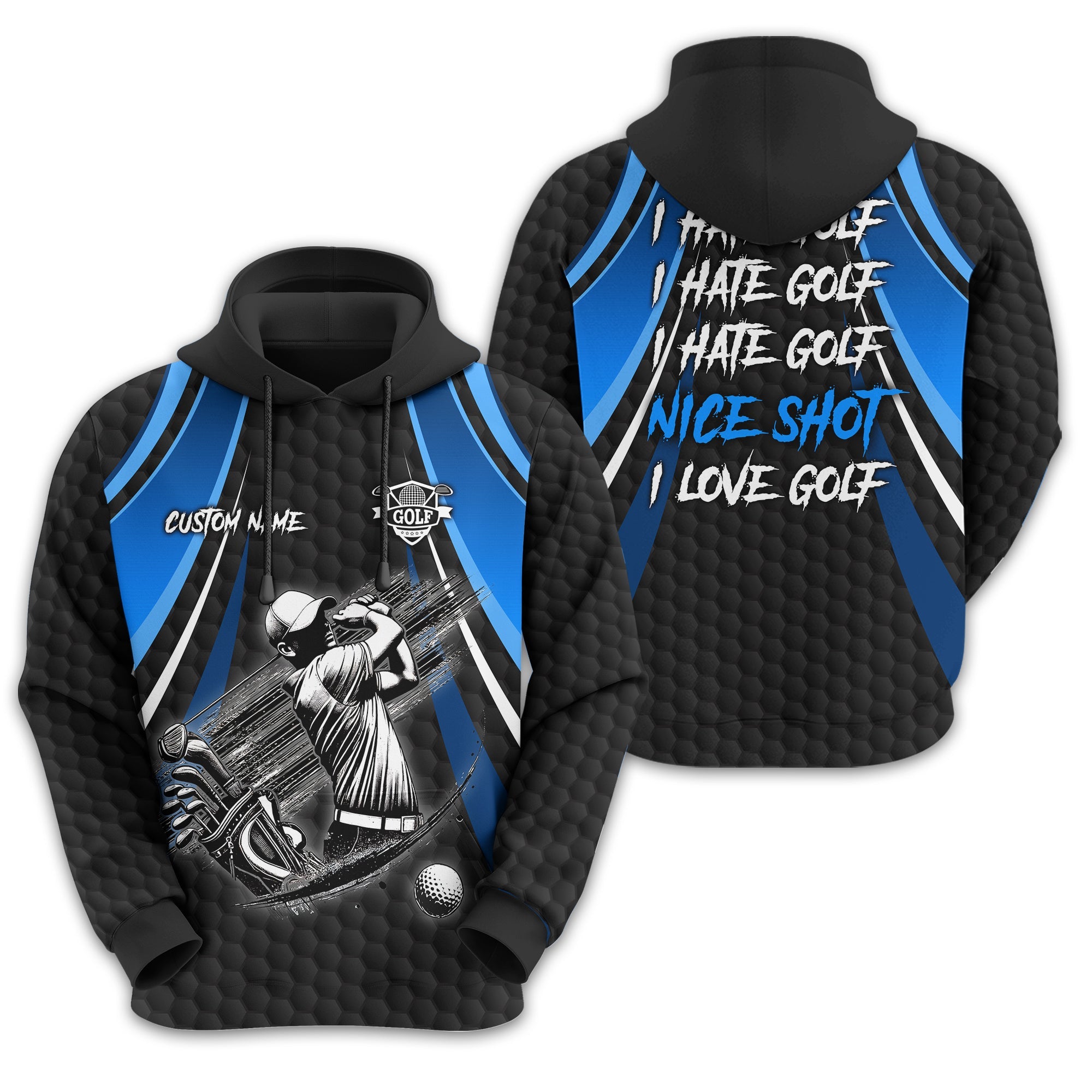 I Hate Golf Custom Men's Golf Polo Shirt, Funny Golf Shirt, Gift For Golfer