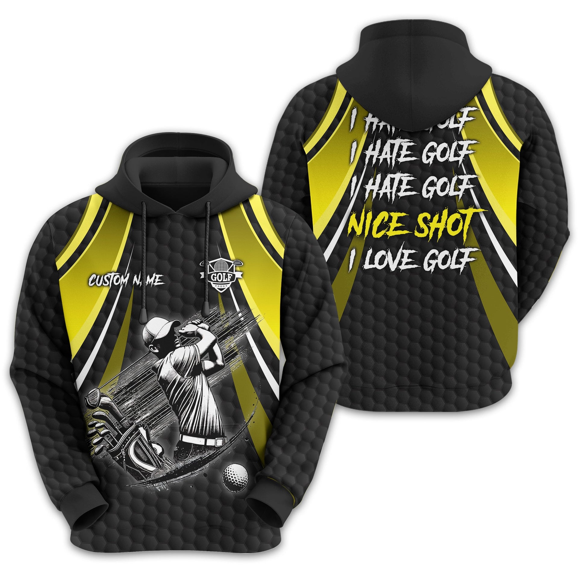 I Hate Golf Custom Men's Golf Polo Shirt, Funny Golf Shirt, Gift For Golfer