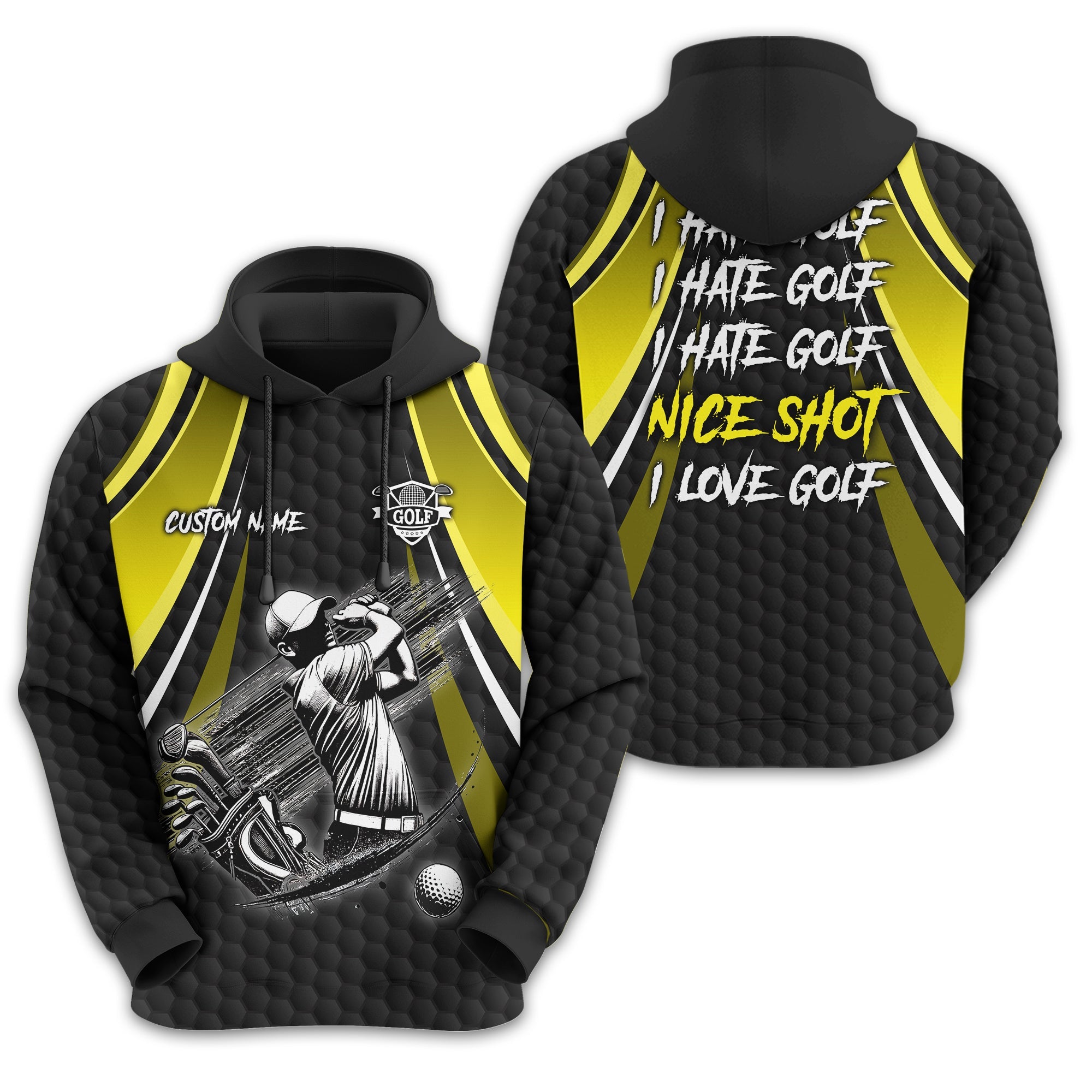 I Hate Golf Custom Men's Golf Polo Shirt, Funny Golf Shirt, Gift For Golfer