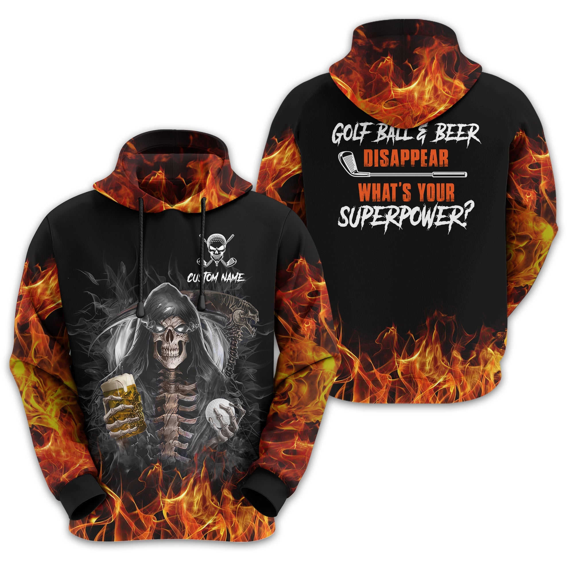 I Make Golf Ball And Beer Disappear Custom Golf Polo Shirt, Skull Golf Shirt, Gift For Golfers