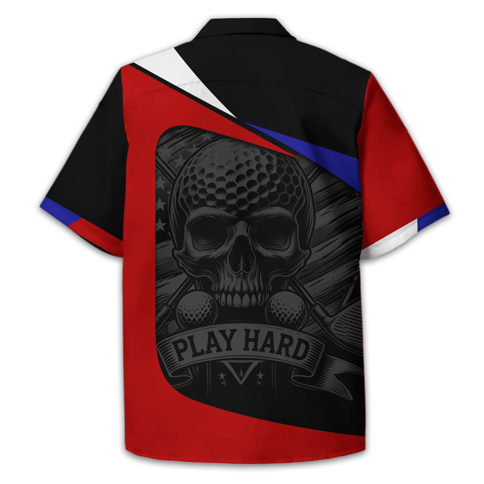 Skull And Flag Golf Shirt For Men, Personalized Golf Shirt, Patriotic Golf Shirt, Gift For Golfers