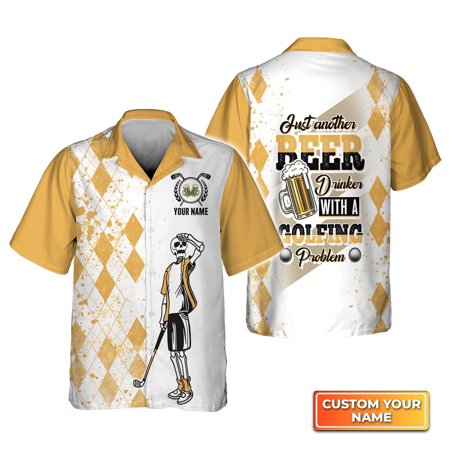 Just Another Beer, Drinker With A Golfing Problem - Personalized Name 3D Hawaiian Shirt Gift For Golf