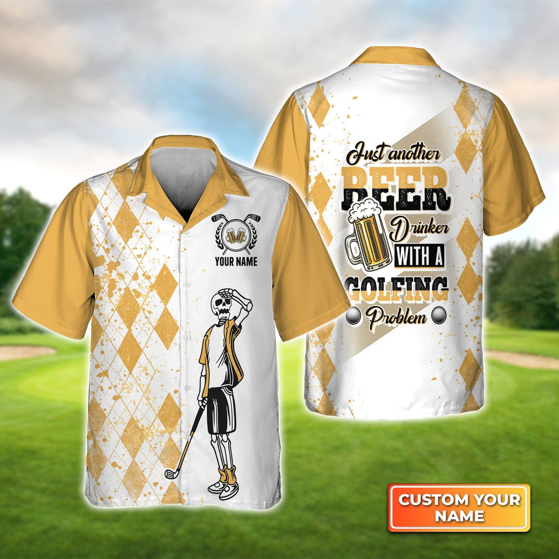 Just Another Beer, Drinker With A Golfing Problem - Personalized Name 3D Hawaiian Shirt Gift For Golf