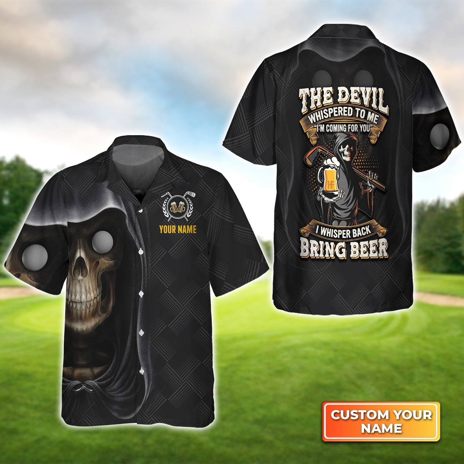 Golf I Whisper Back Bring Beer - Personalized Name 3D Hawaiian Shirt Gift For Golfer