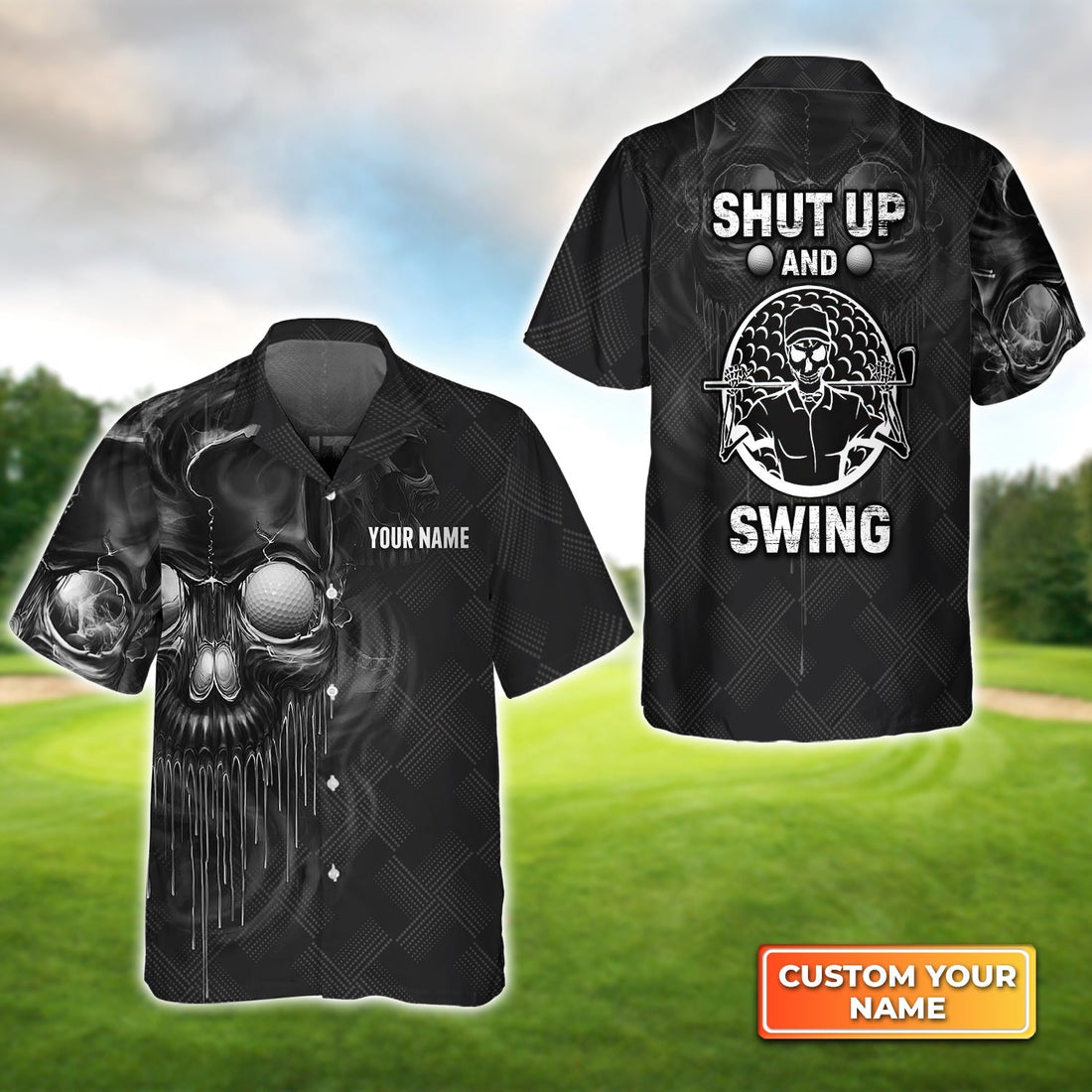 Golf Shut Up And Swing - Personalized Name 3D Hawaiian Shirt Gift For Golfer