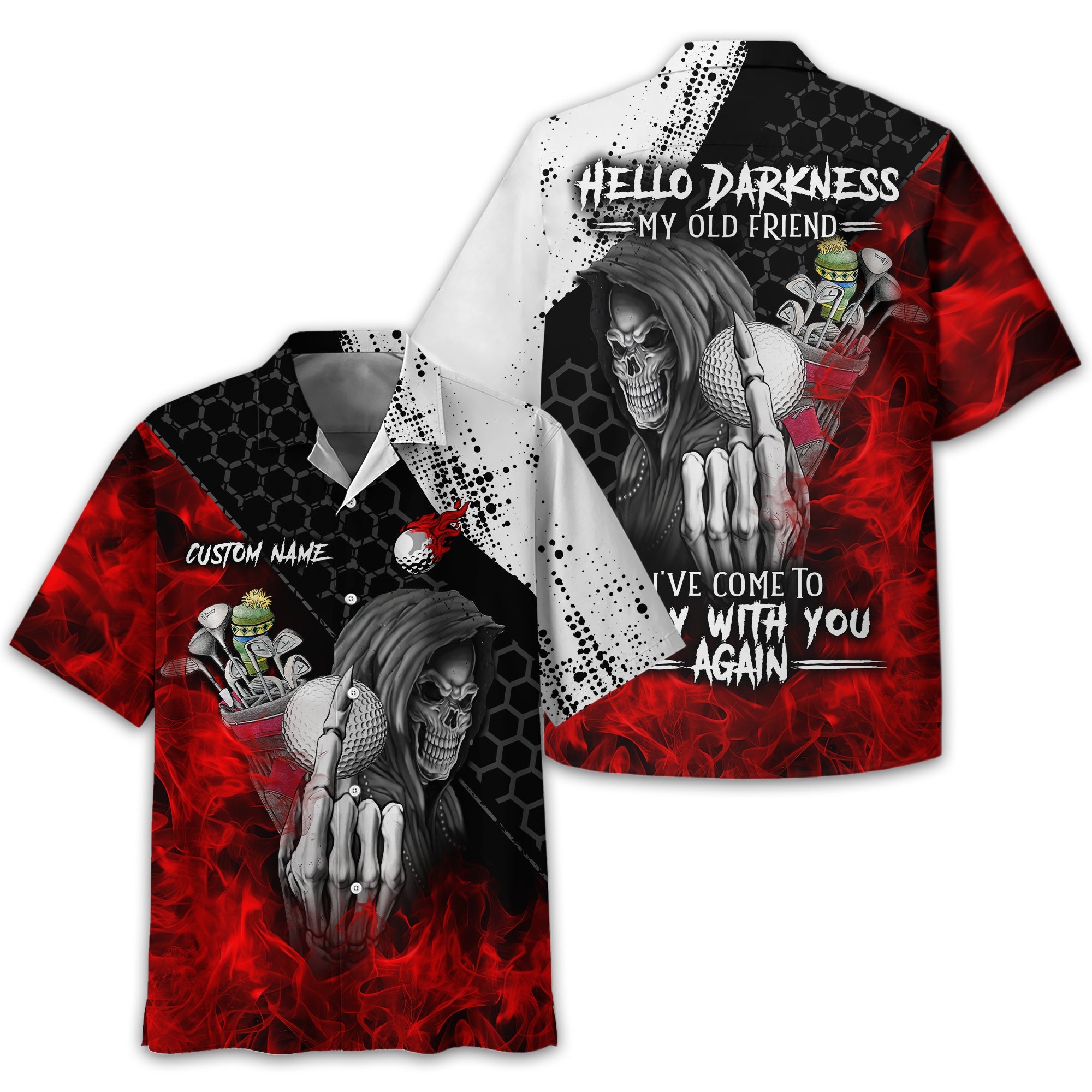 Hello Darkness My Old Friend Custom Golf Shirt, Present For Golfer