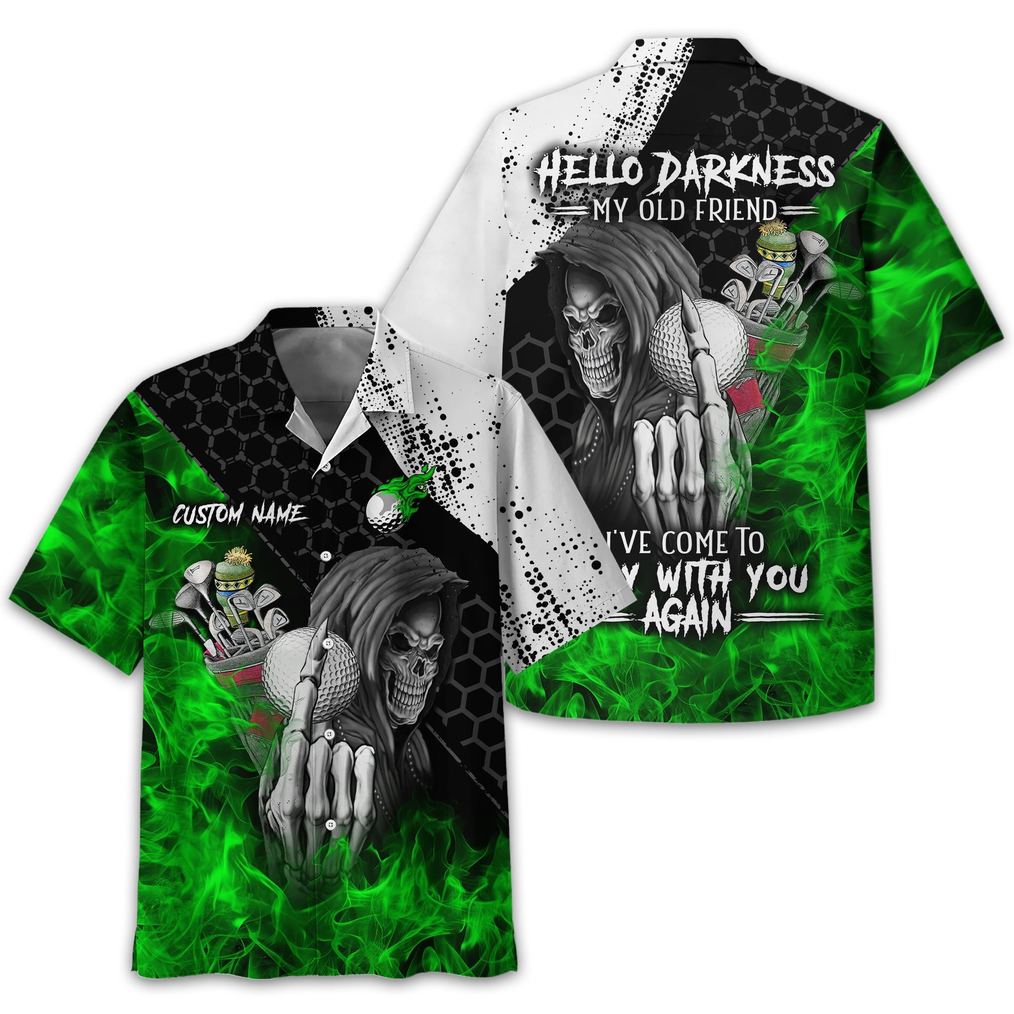 Hello Darkness My Old Friend Custom Golf Shirt, Present For Golfer
