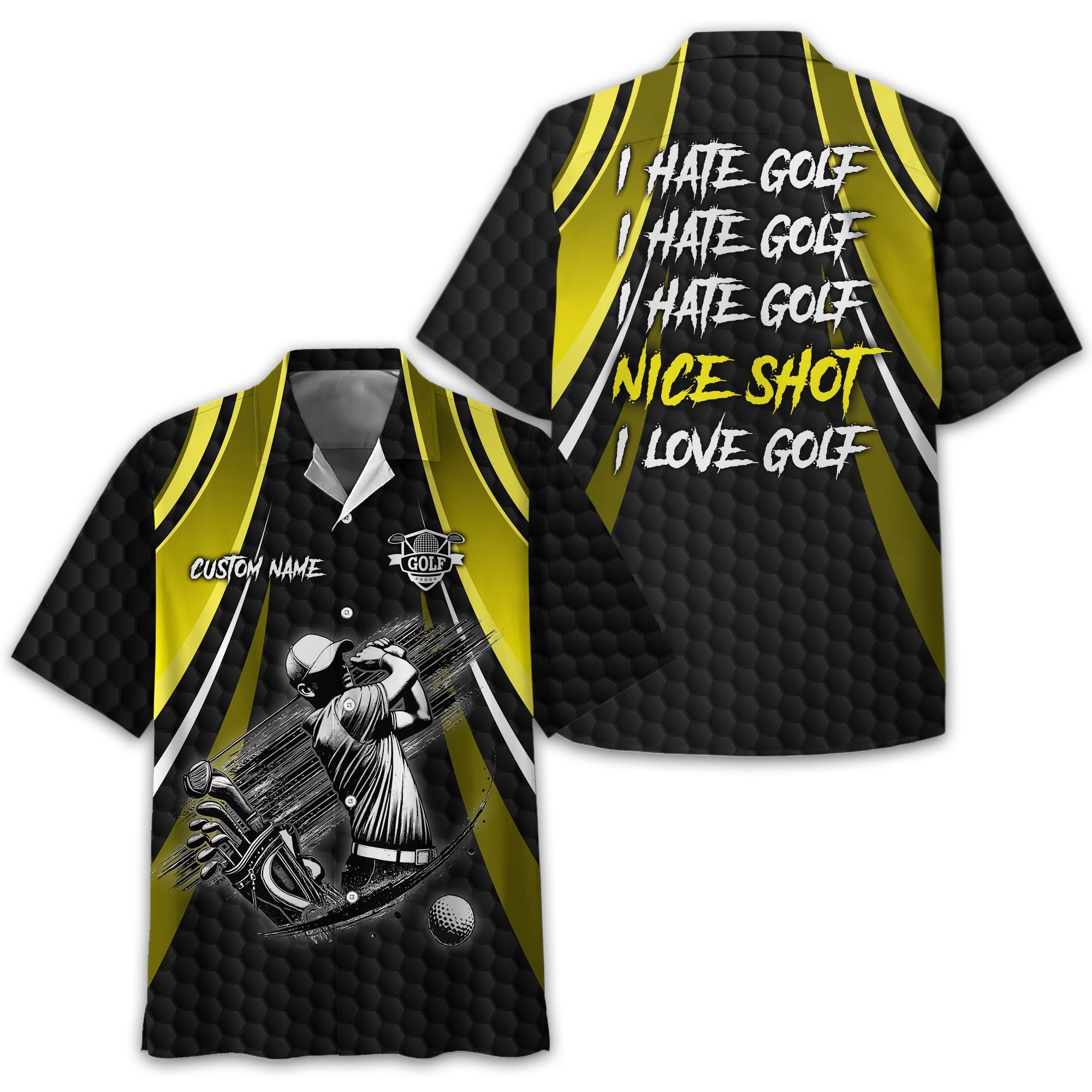 I Hate Golf Custom Men's Golf Polo Shirt, Funny Golf Shirt, Gift For Golfer