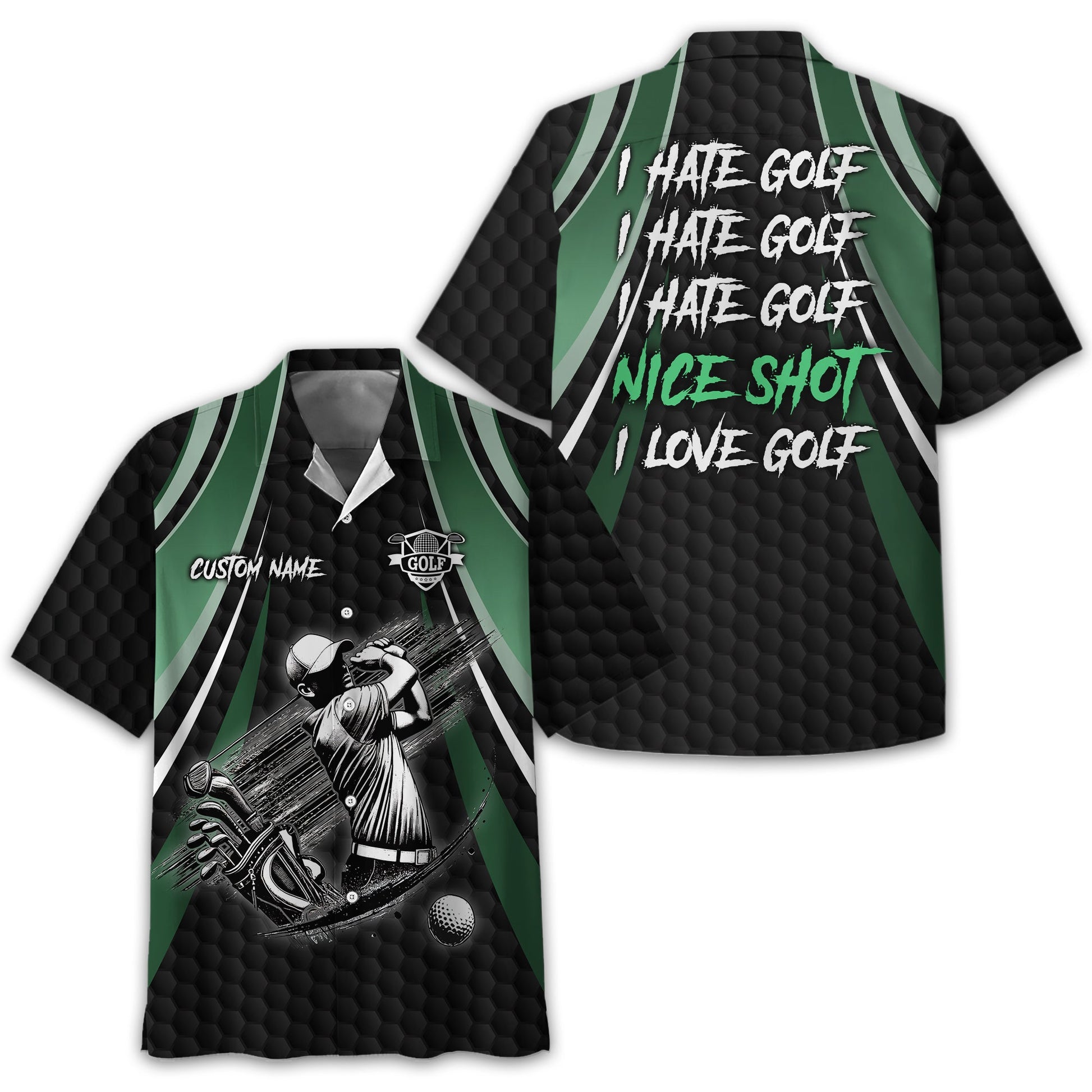 I Hate Golf Custom Men's Golf Polo Shirt, Funny Golf Shirt, Gift For Golfer