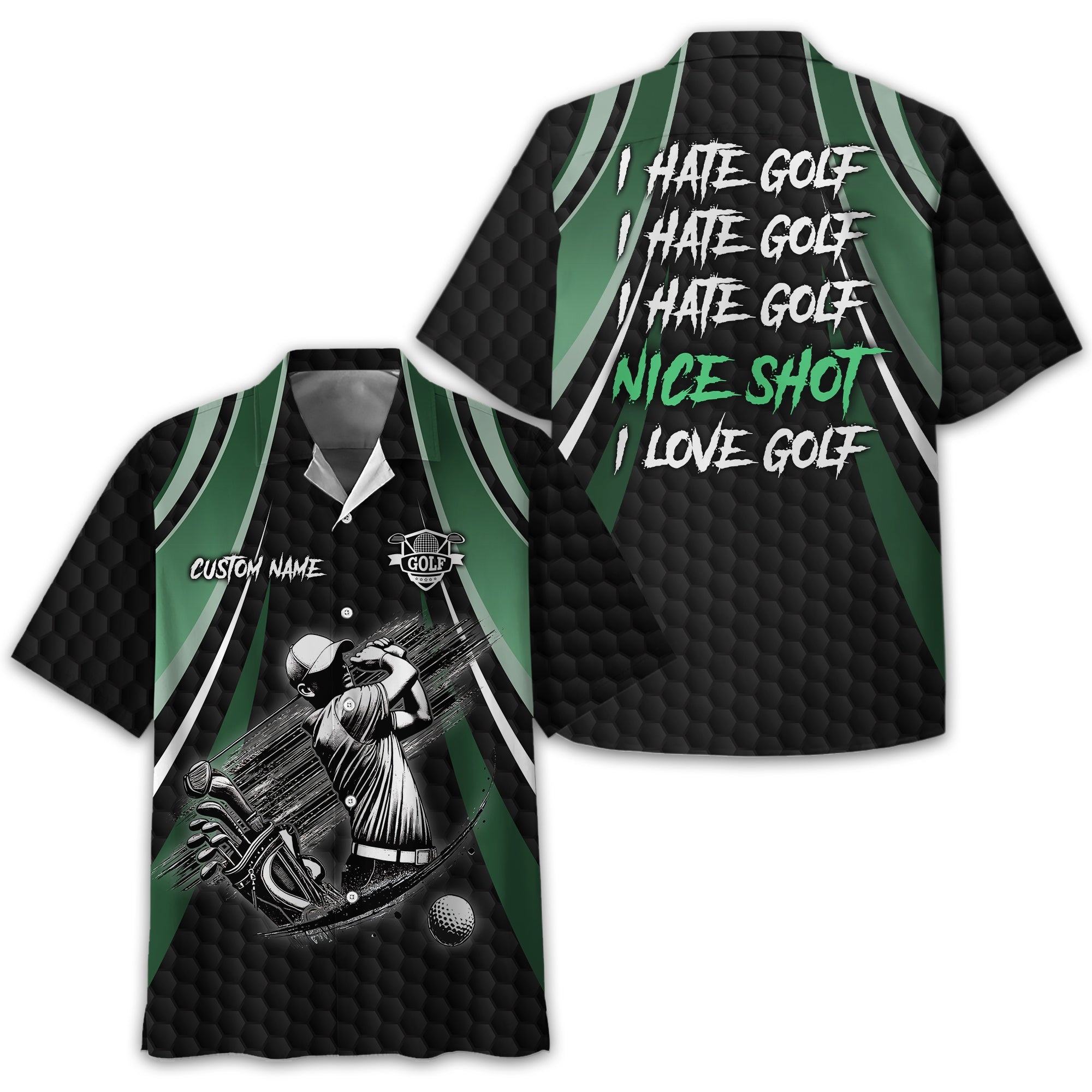 I Hate Golf Custom Men's Golf Polo Shirt, Funny Golf Shirt, Gift For Golfer