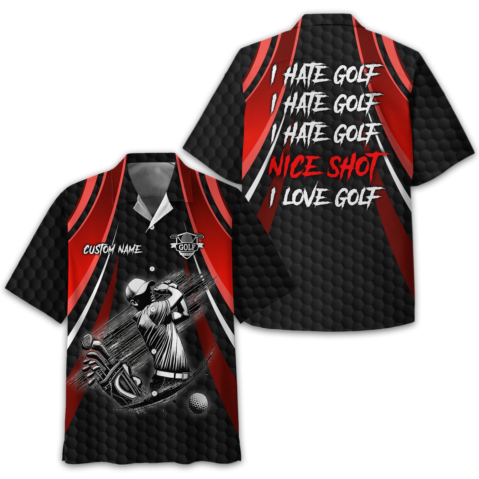 I Hate Golf Custom Men's Golf Polo Shirt, Funny Golf Shirt, Gift For Golfer