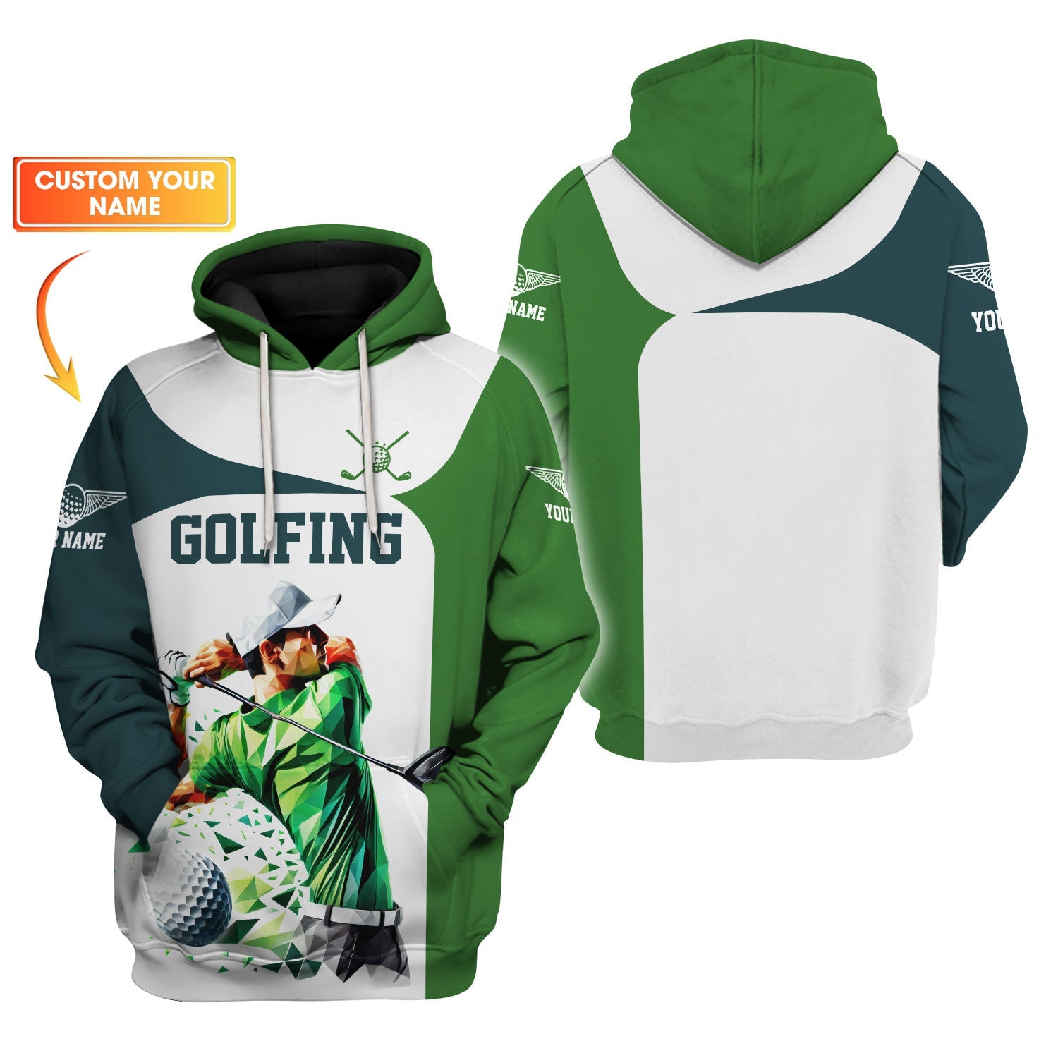 Low-Poly Golf Man, Custom Golfing Men's Golf Polo Shirt, Golf Apparel, Mens Golf Gift