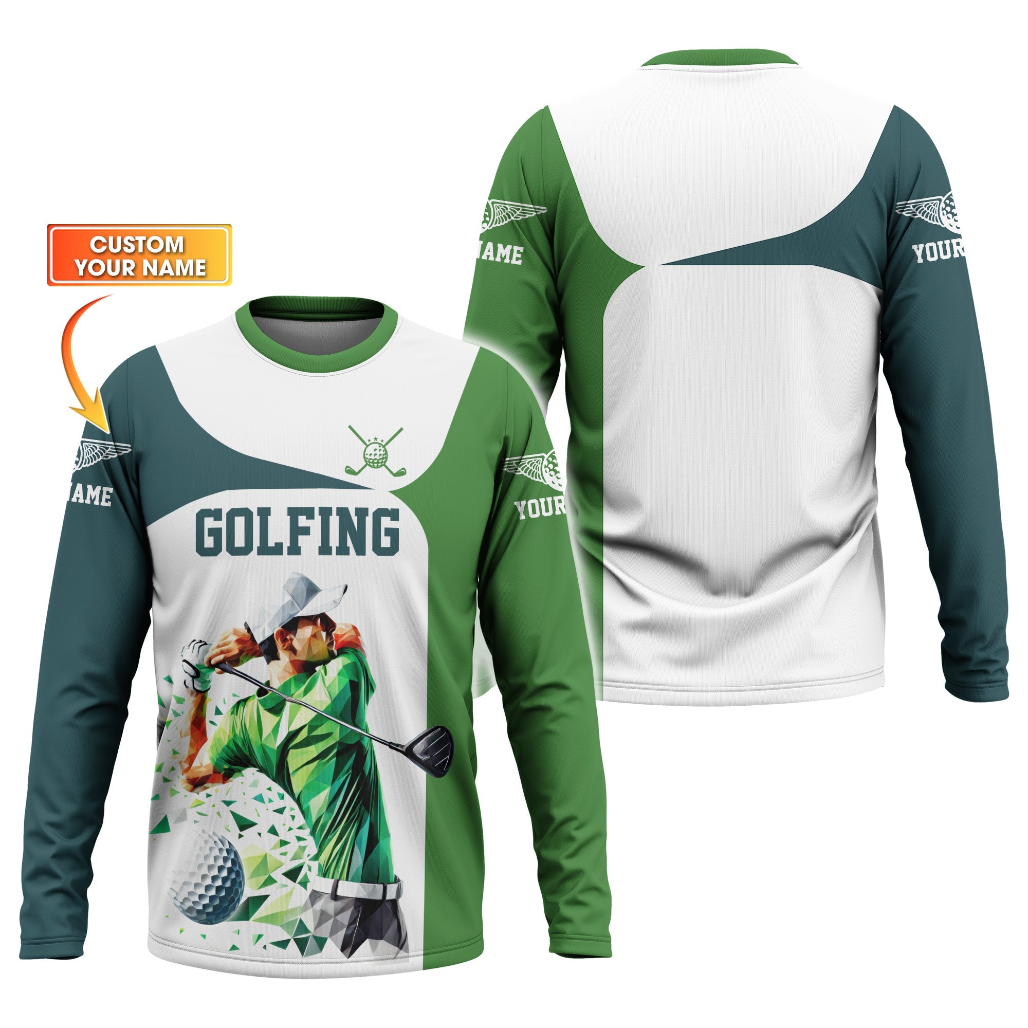 Low-Poly Golf Man, Custom Golfing Men's Golf Polo Shirt, Golf Apparel, Mens Golf Gift