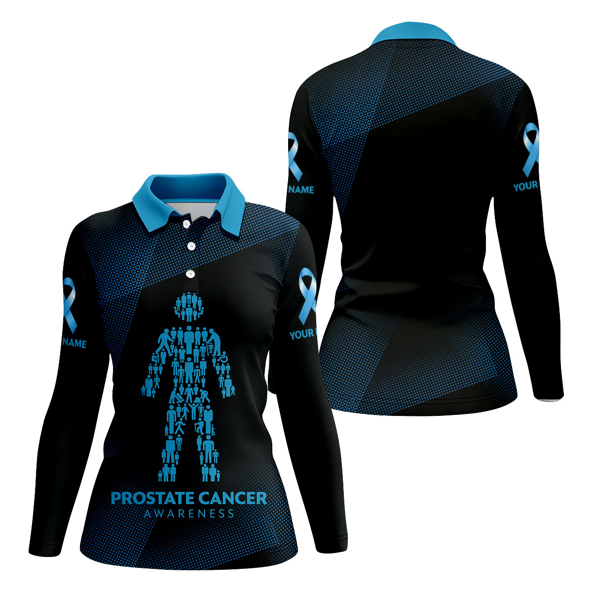 Prostate Cancer Awareness Black And Blue Polo, Cancer Awareness Shirt, Ladies Golf Shirts