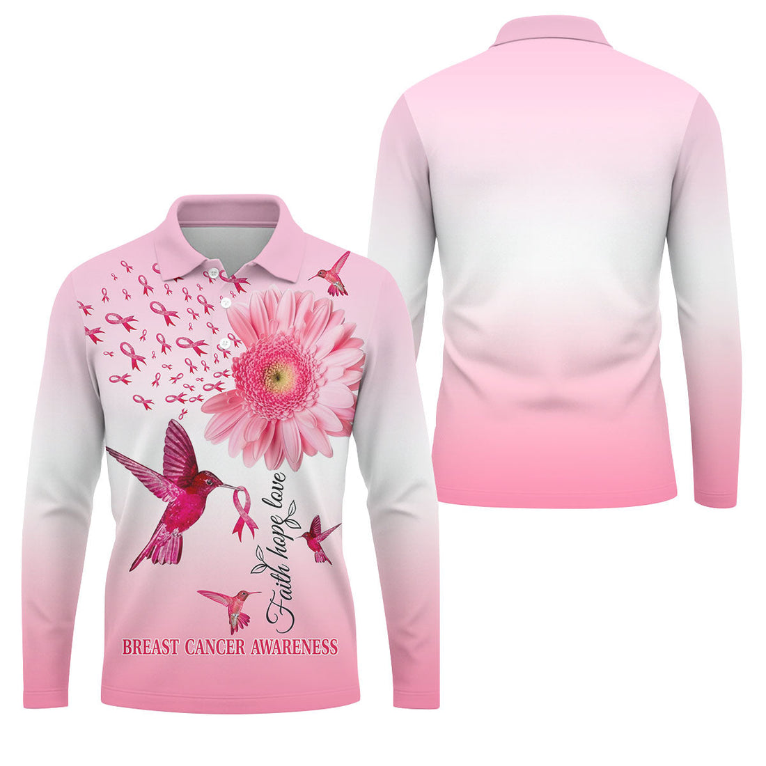 Faith Hope Love Breast Cancer Men's Golf Shirt, Breast Cancer Awareness Shirt, Pink Golf Shirt, Golf Shirts For Men