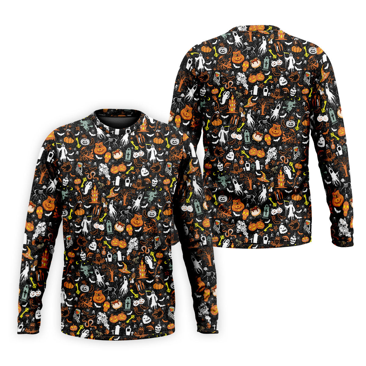 Trick or Treat Spooky Ghost Pumpkin Men's Golf Shirt, Halloween Golf Shirt, Fun Golf Shirts For Mens
