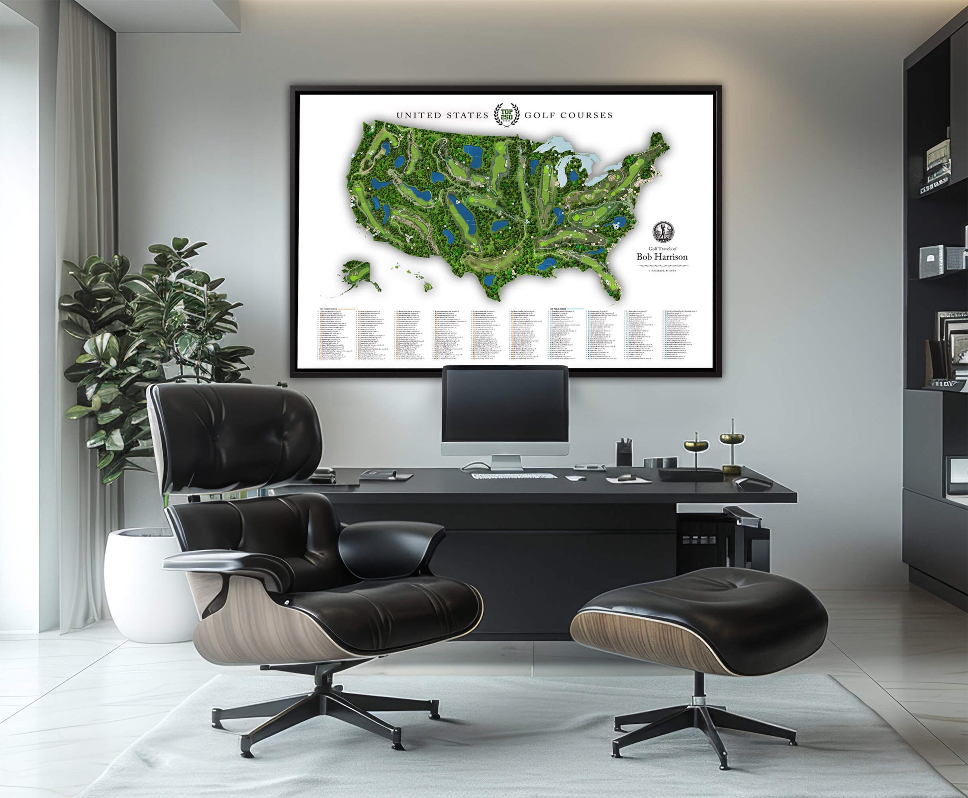 Custom Top Golf Courses In The Us Canvas, 250 Golf Courses Map, Gifts For Golf Lovers