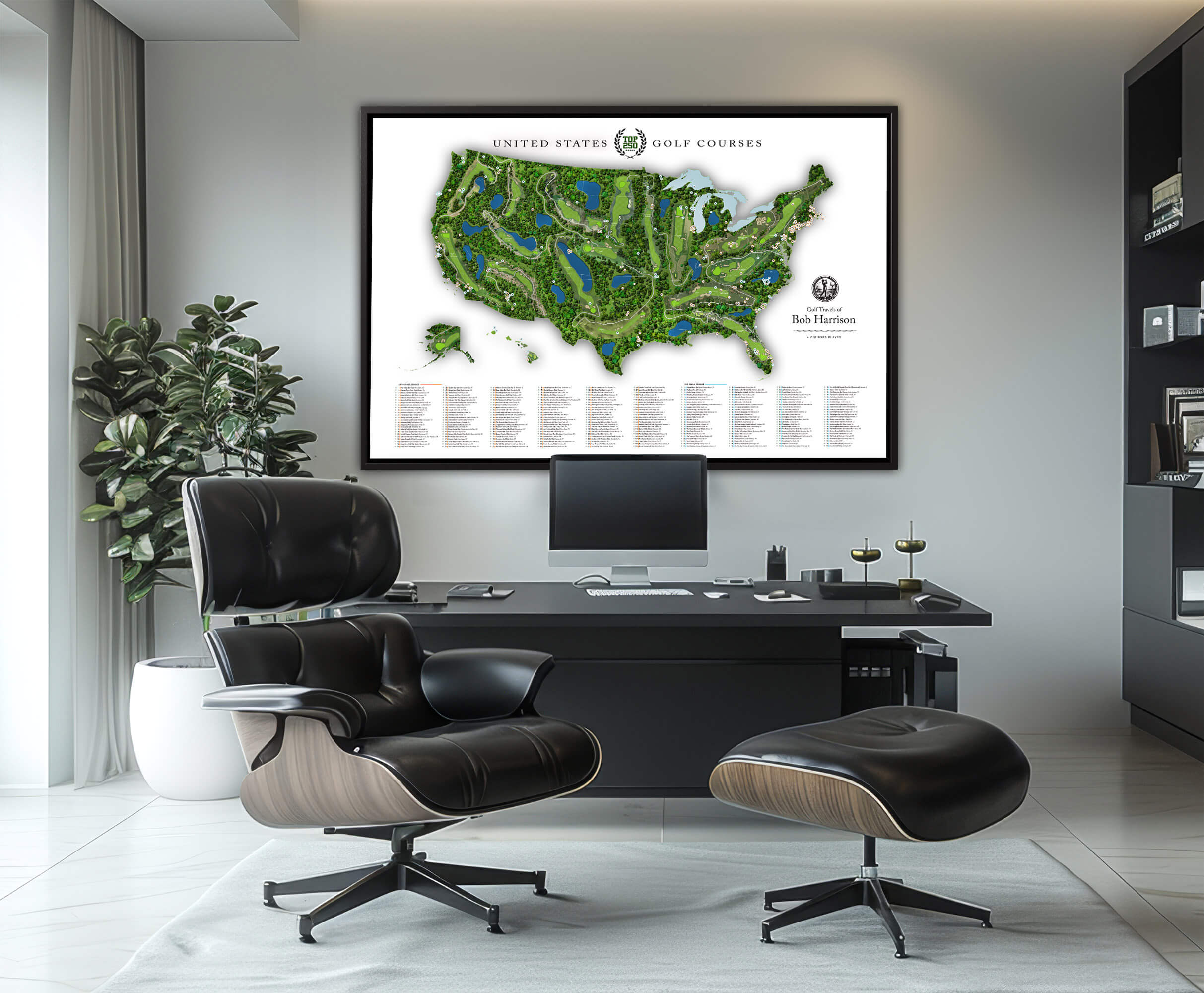 Custom Top Golf Courses In The Us Canvas, 250 Golf Courses Map, Gifts For Golf Lovers