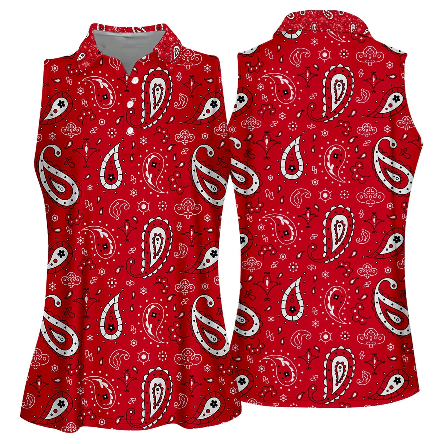 Paisley Bandana Funny Long Sleeve Polos Womens, Custom Ladies Golf Shirt