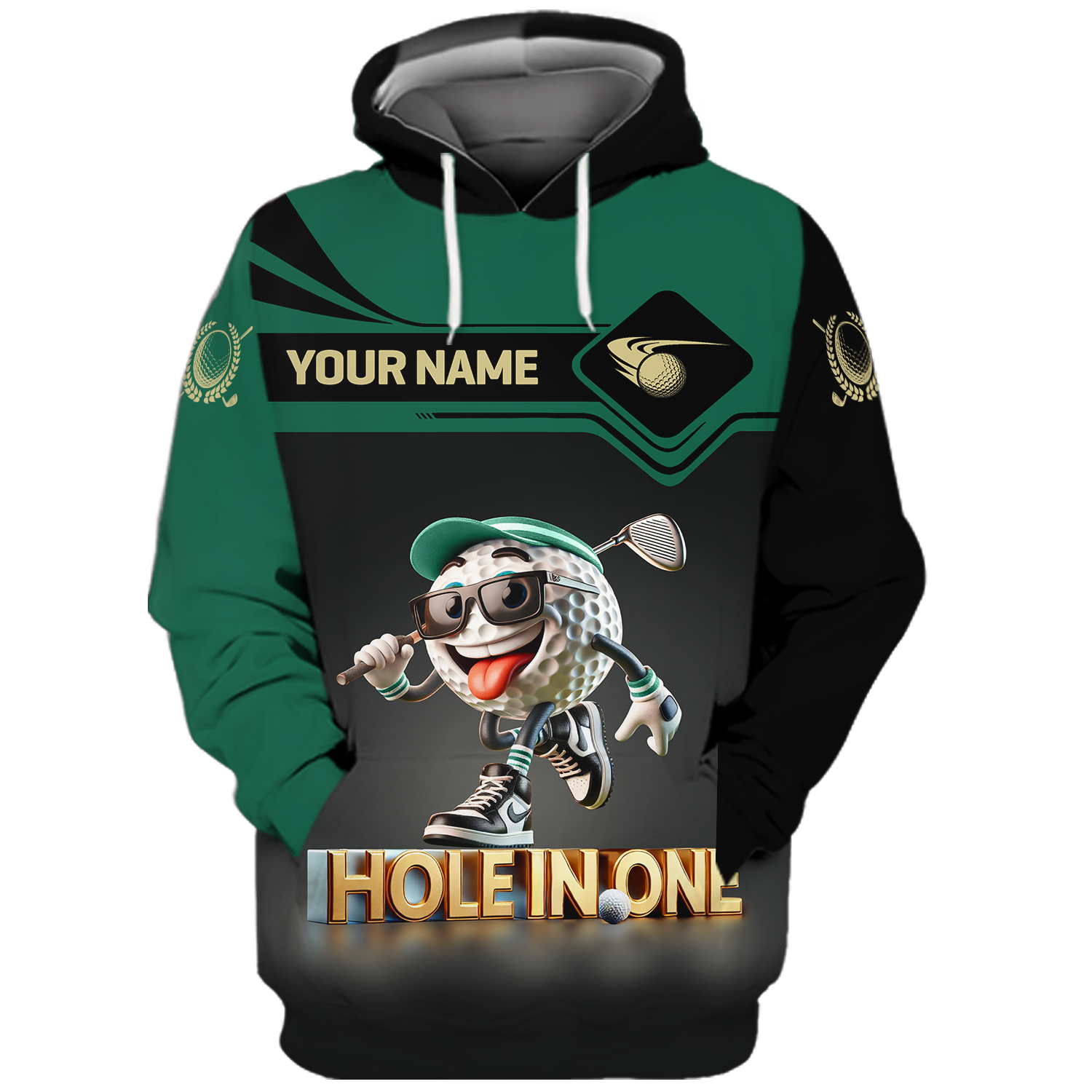 Hole In One Funny Golf Ball, Custom Men's Golf Polo Shirt, Golfing Apparel, Funny Golf Shirt, Gift For Golfers