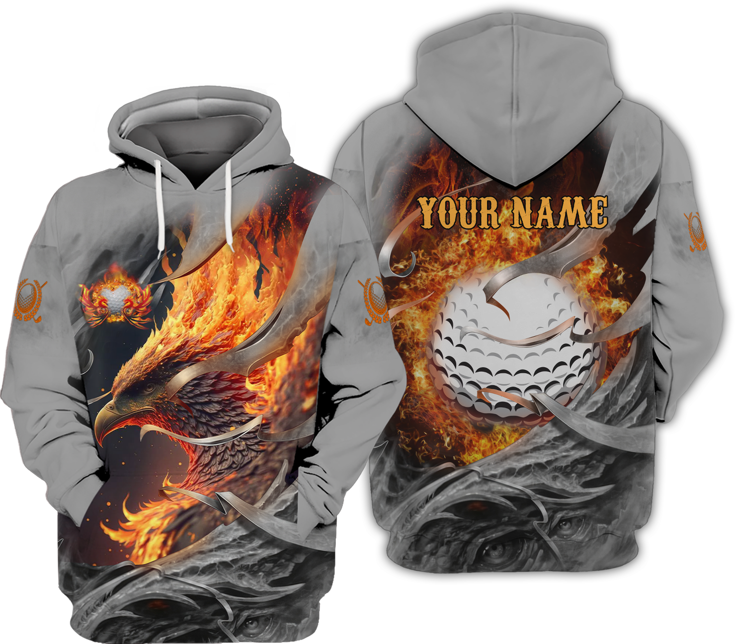 Fire Phoenix Custom Golf Polo Shirt, Golf Apparel, Golf Gift For Men