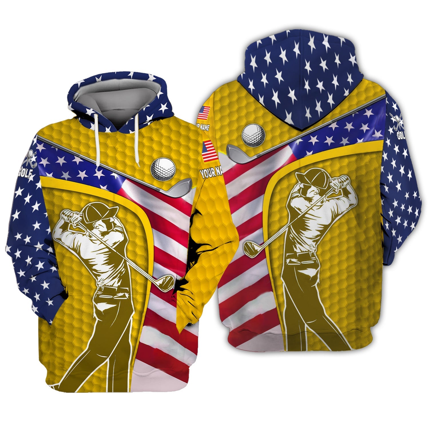 Yellow Custom Men's Golf Polo Shirt, Golfing Apparel, Mens Golf Gift