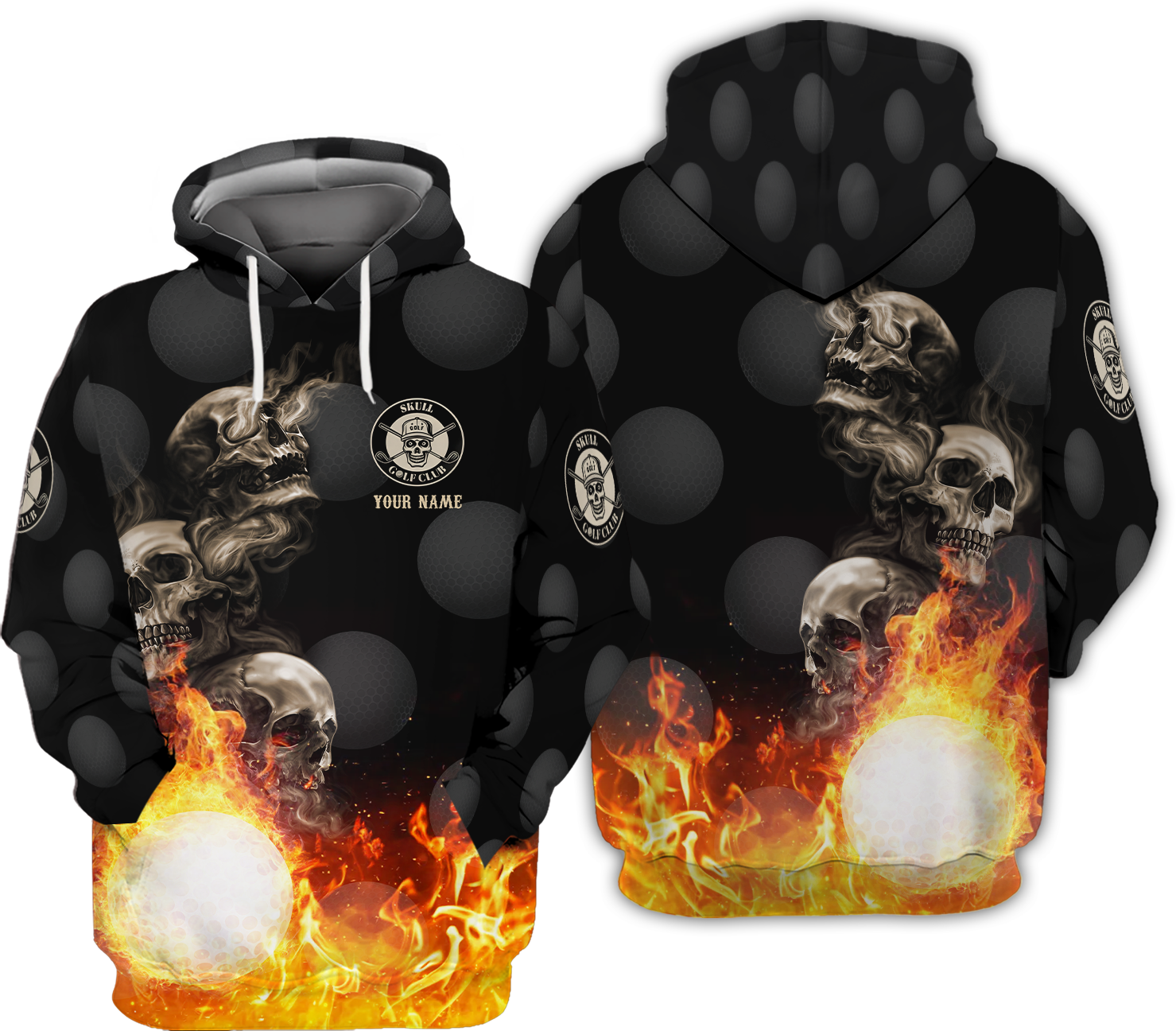 Skull And Fire Custom Golf Polo Shirt, Gift For Golfers, Golf Gift For Men