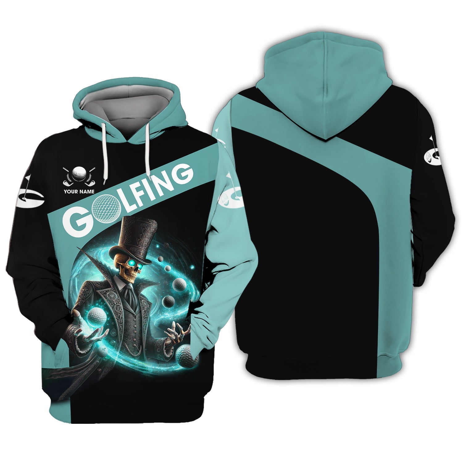 Skeleton Golf Custom Men's Golf Polo Shirt, Golfing Apparel, Skull Golf Shirt, Gift For Golfers